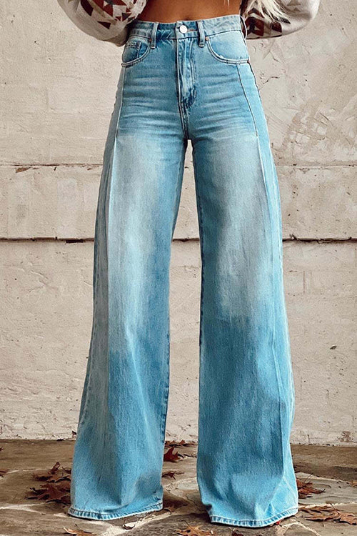 Margovil Distressed Wide Leg Fashion Denim Pants by Margovil