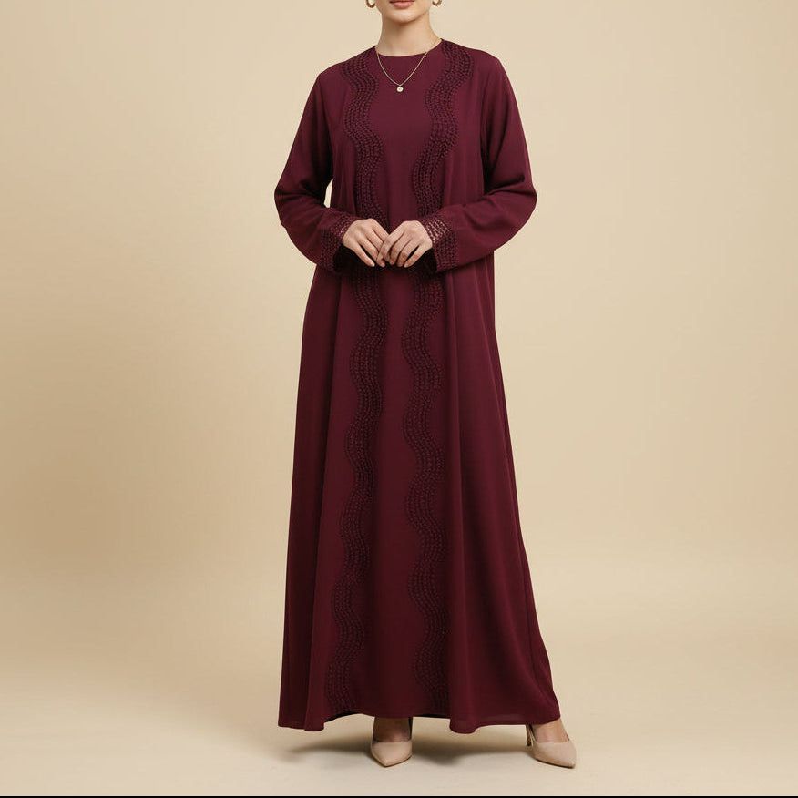 Lunéa Lace Trim Nida Open Abaya Set, view 4