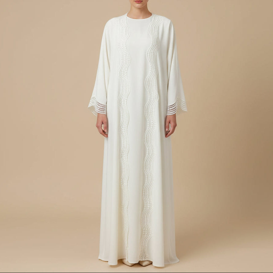 Lunéa Lace Trim Nida Open Abaya Set, view 7