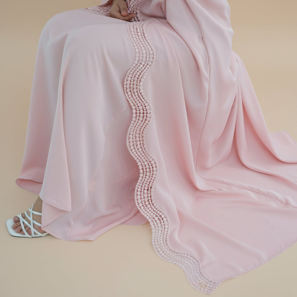 Lunéa Lace Trim Nida Open Abaya Set, view 8