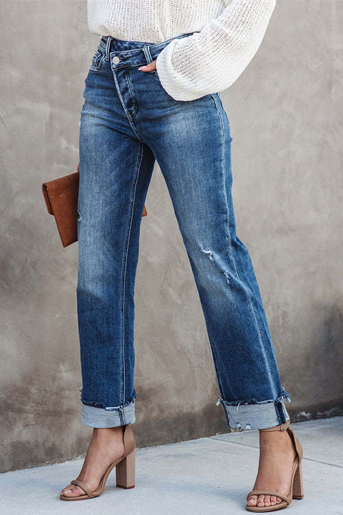 Margovil High Waist Straight Leg Ripped Denim Pants, view 2