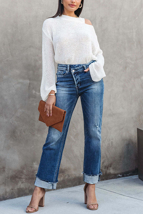 Margovil High Waist Straight Leg Ripped Denim Pants, view 3