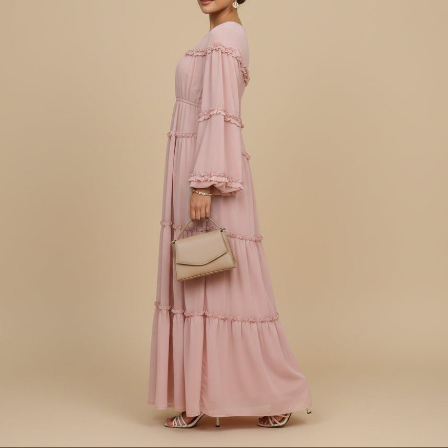 Amara Tiered Chiffon Maxi Dress, view 7
