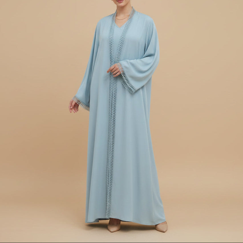Aveline Trim Detail Open Abaya Set, view 2