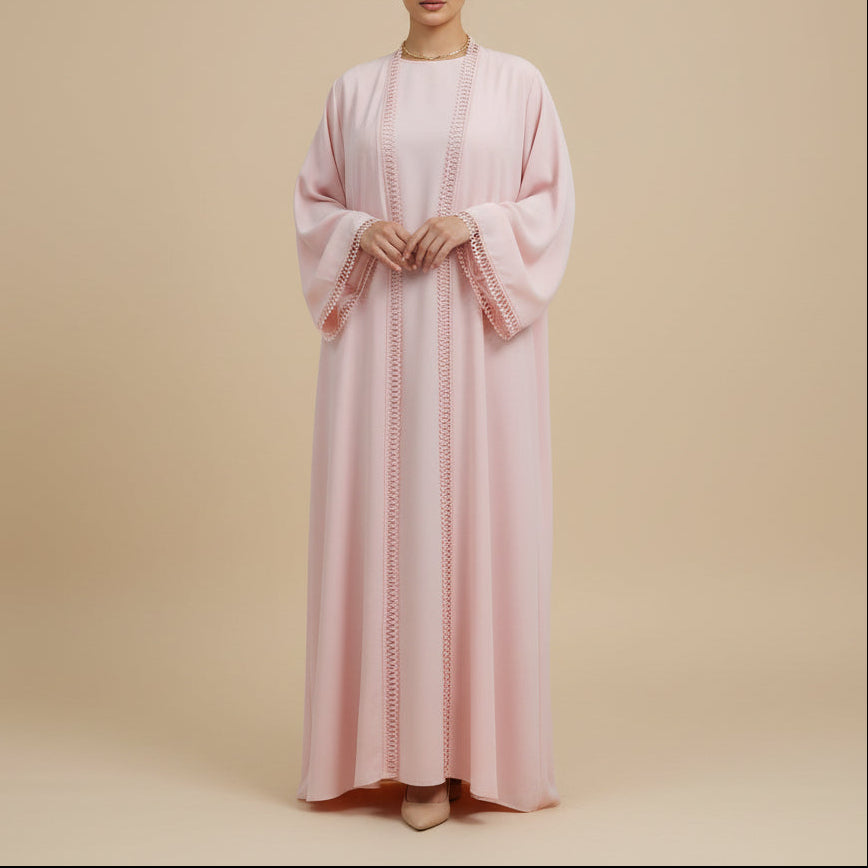 Aveline Trim Detail Open Abaya Set, view 4