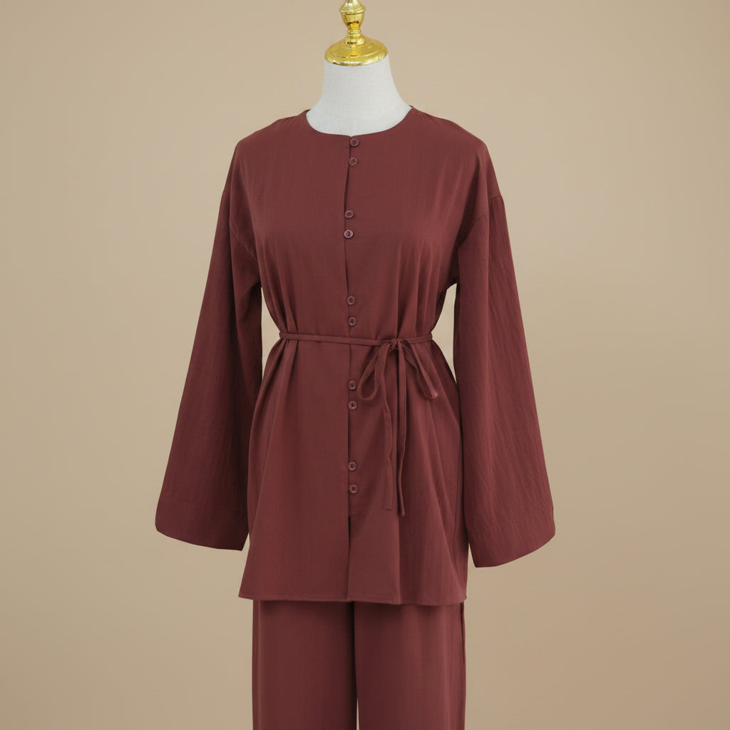 Elowen Tie-Waist Tunic & Wide-Leg Trouser Co-ord Set, view 3