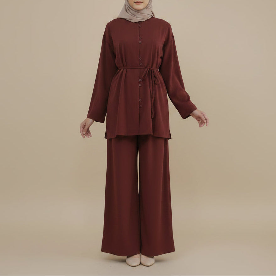 Elowen Tie-Waist Tunic & Wide-Leg Trouser Co-ord Set, view 8