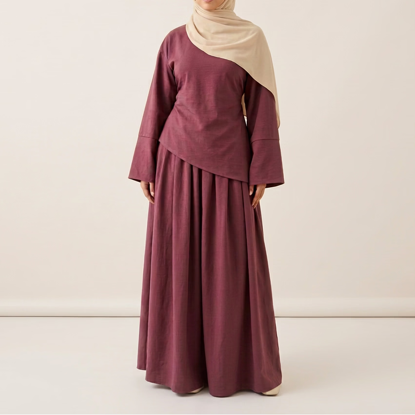 Liora Modest Tunic & Maxi Skirt Co-Ord Set, view 3