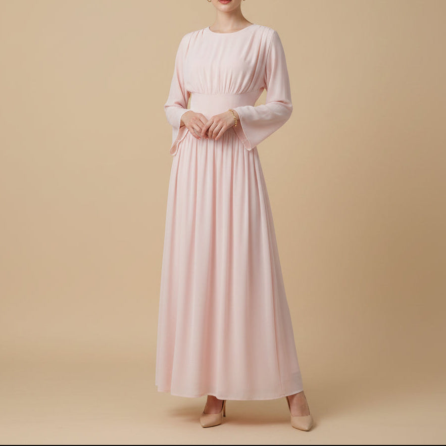 Valérie Lace-Up Corset Modest Maxi Dress, view 3