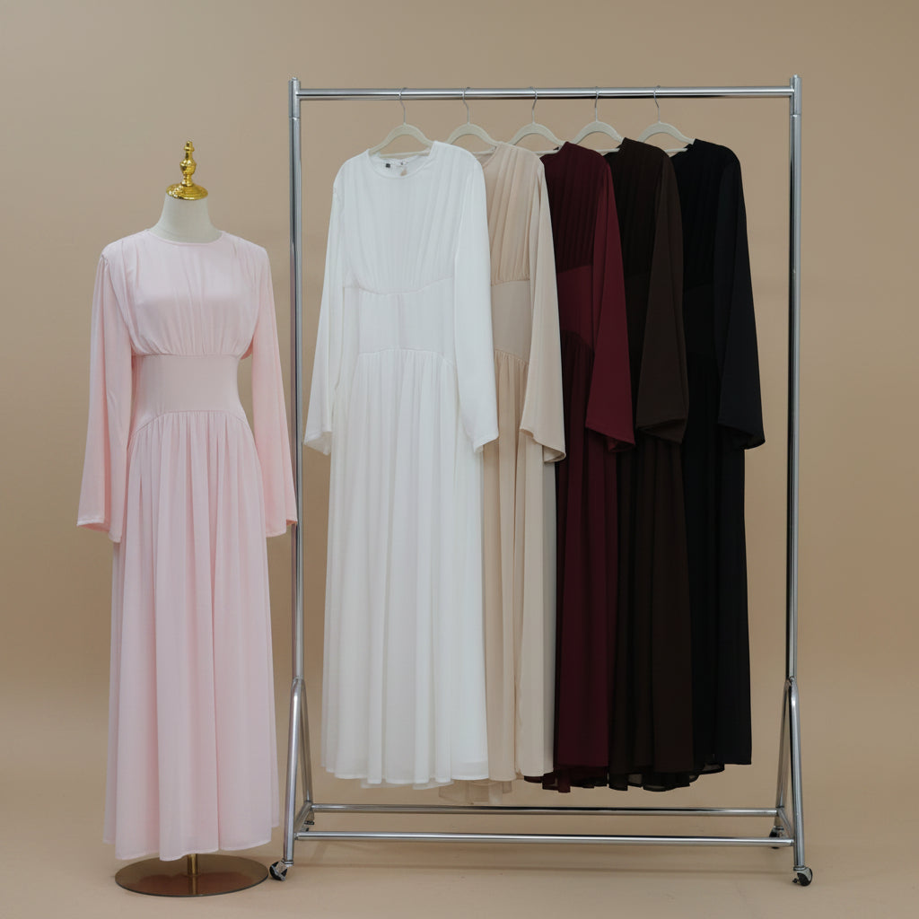 Valérie Lace-Up Corset Modest Maxi Dress, view 4