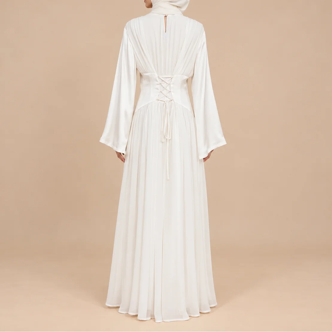 Valérie Lace-Up Corset Modest Maxi Dress, view 6