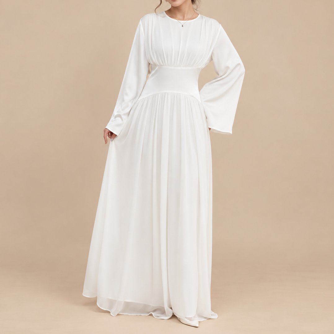 Valérie Lace-Up Corset Modest Maxi Dress, view 7