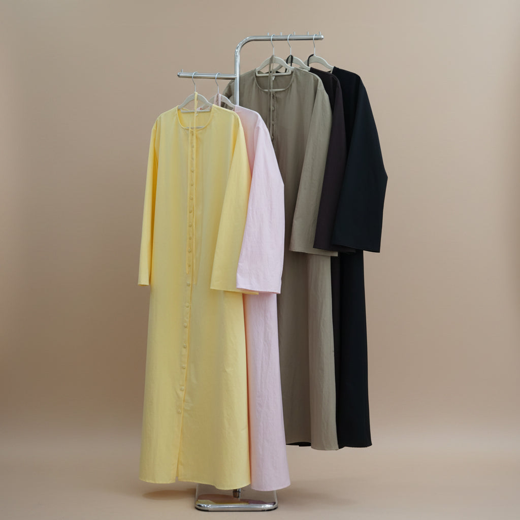 Élodie Button-Front Tie-Back Modest Robe, view 3
