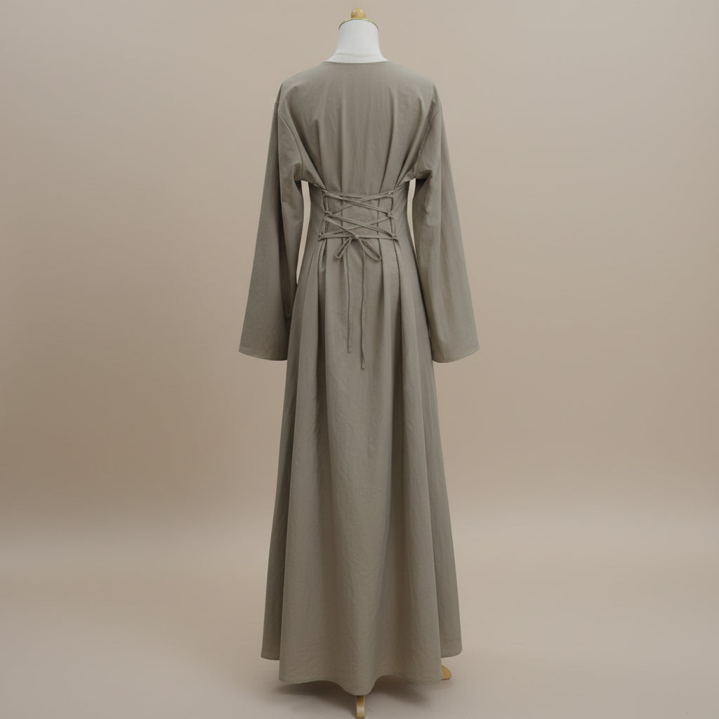 Élodie Button-Front Tie-Back Modest Robe, view 4