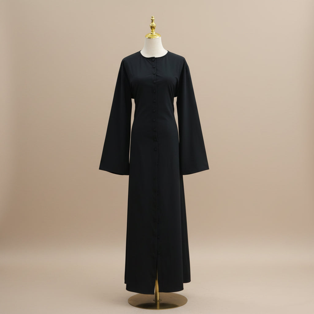 Élodie Button-Front Tie-Back Modest Robe, view 7