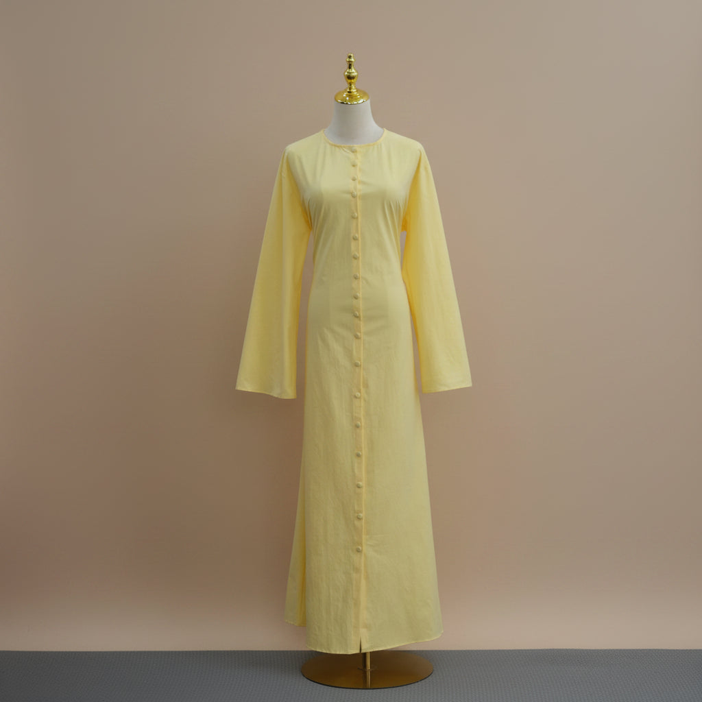 Élodie Button-Front Tie-Back Modest Robe, view 8
