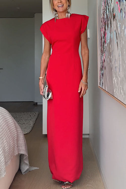 Crewneck Short Sleeves Maxi Party Dress by Margovil