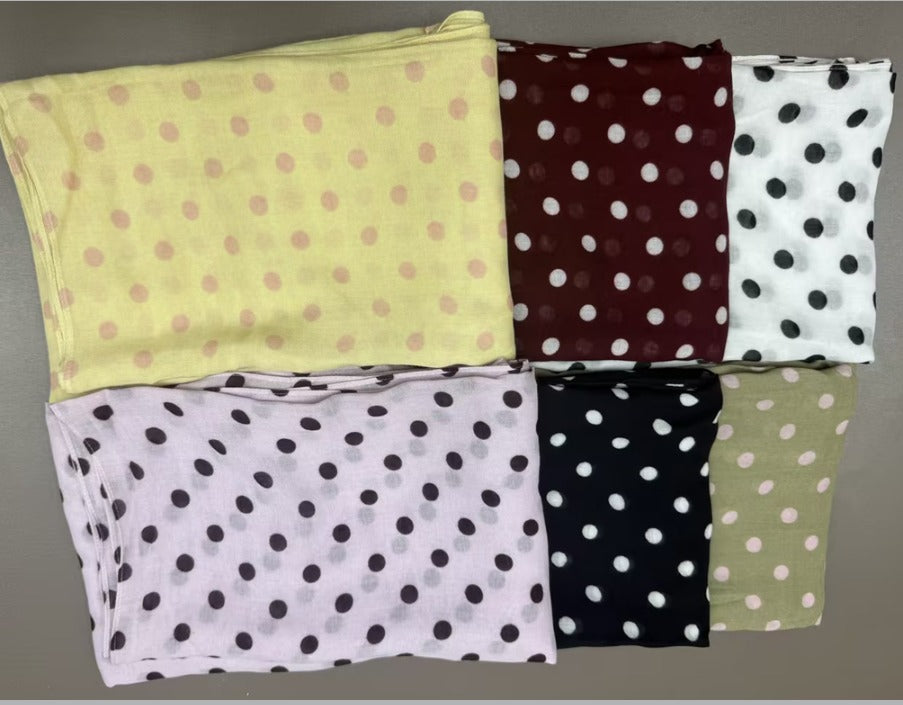 Butter Yellow Polka Dot Premium Modal Hijab, view 4