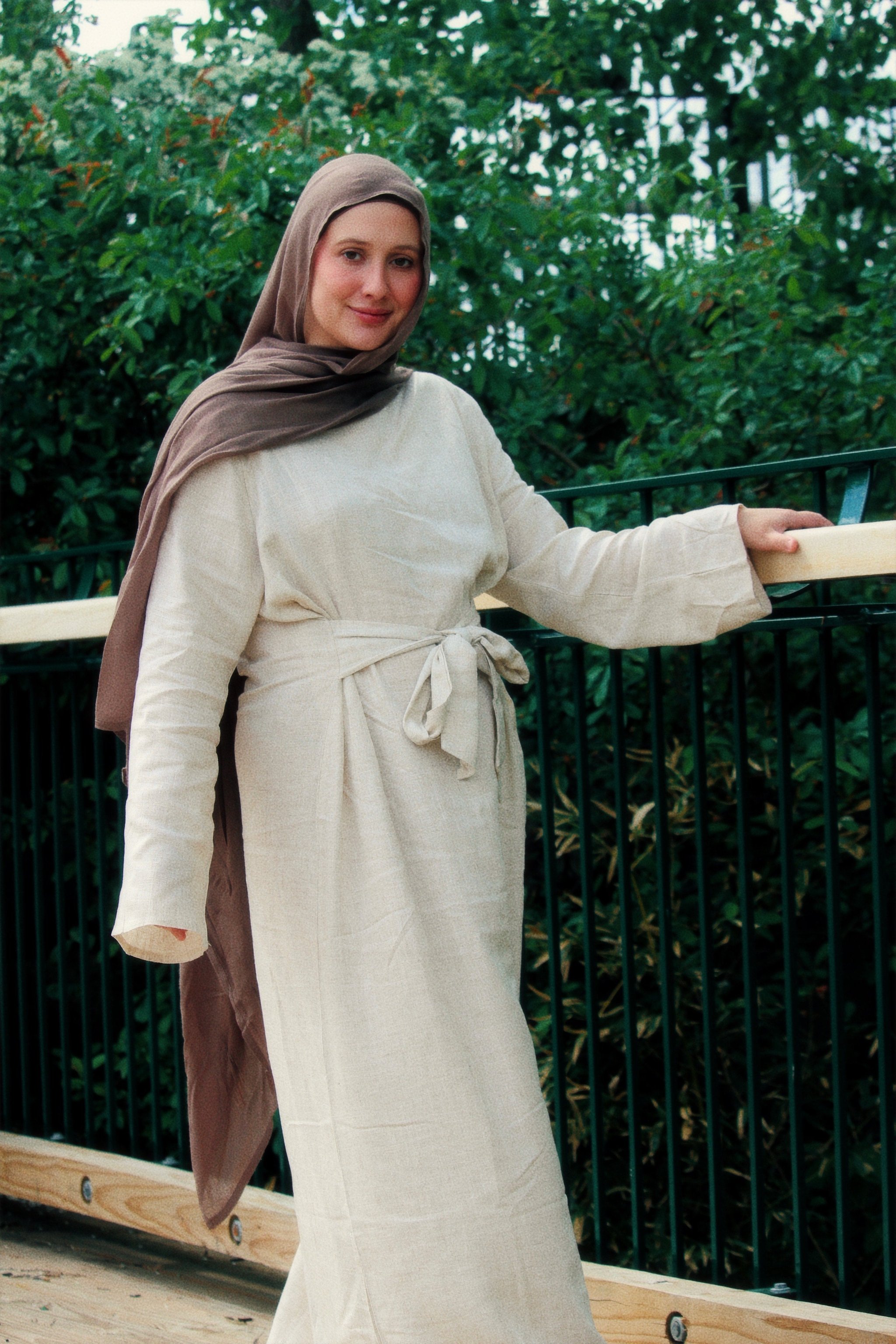 Iffah Linen Wrap Dress, view 3