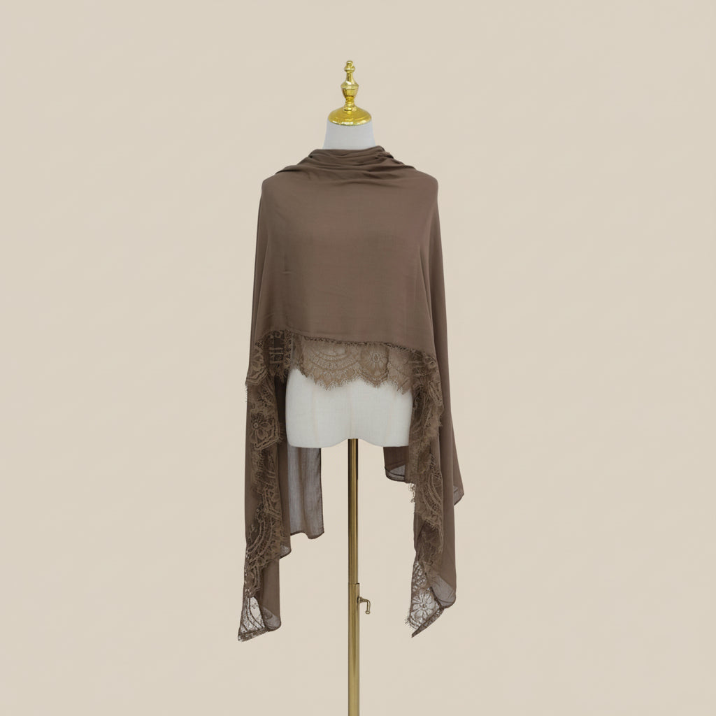 Mink Taupe Modal Lace Hijab, view 2
