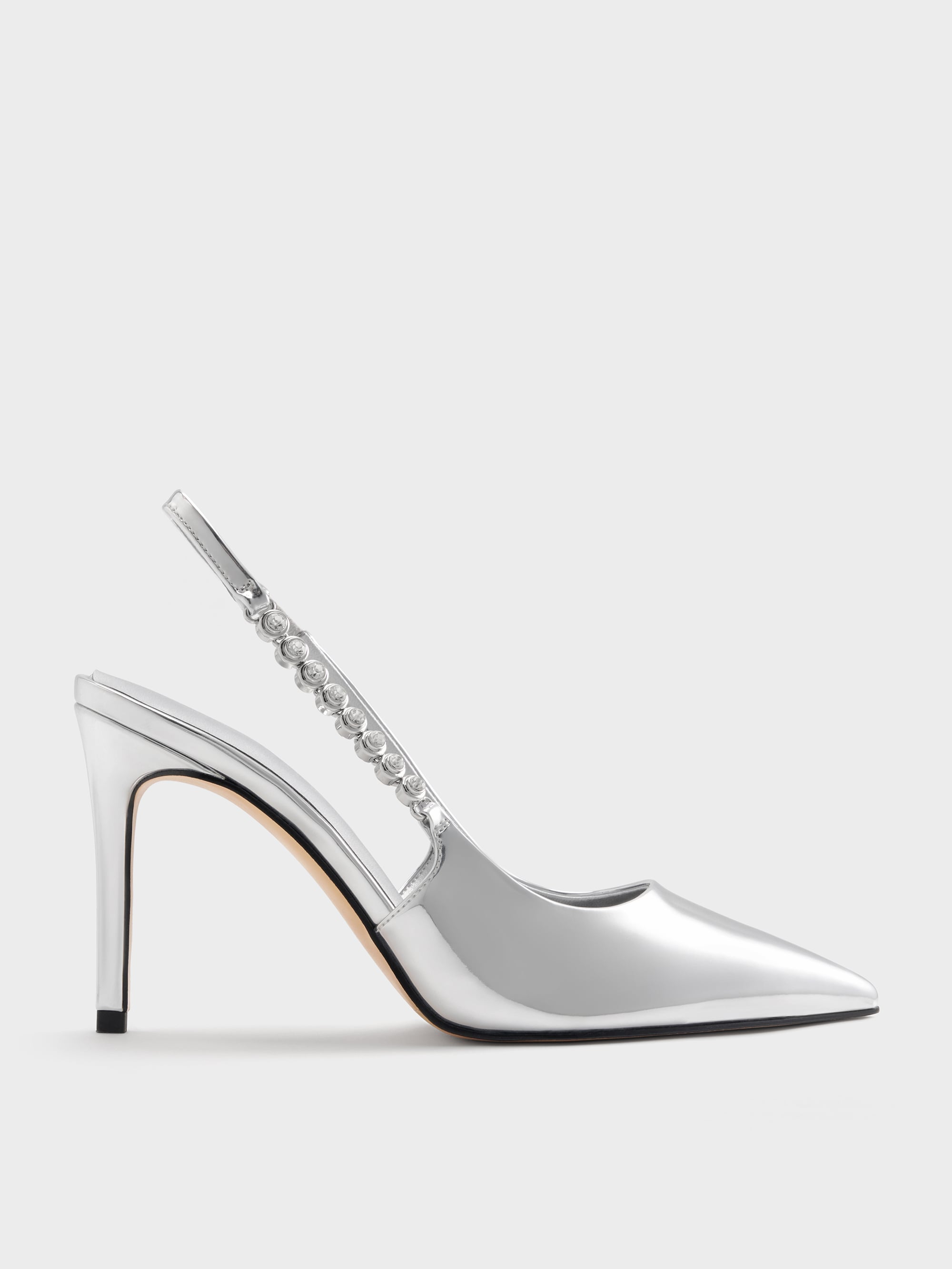 CHARLES & KEITH - Flores Metallic Gem-Strap Slingback Pumps by Charles & Keith US