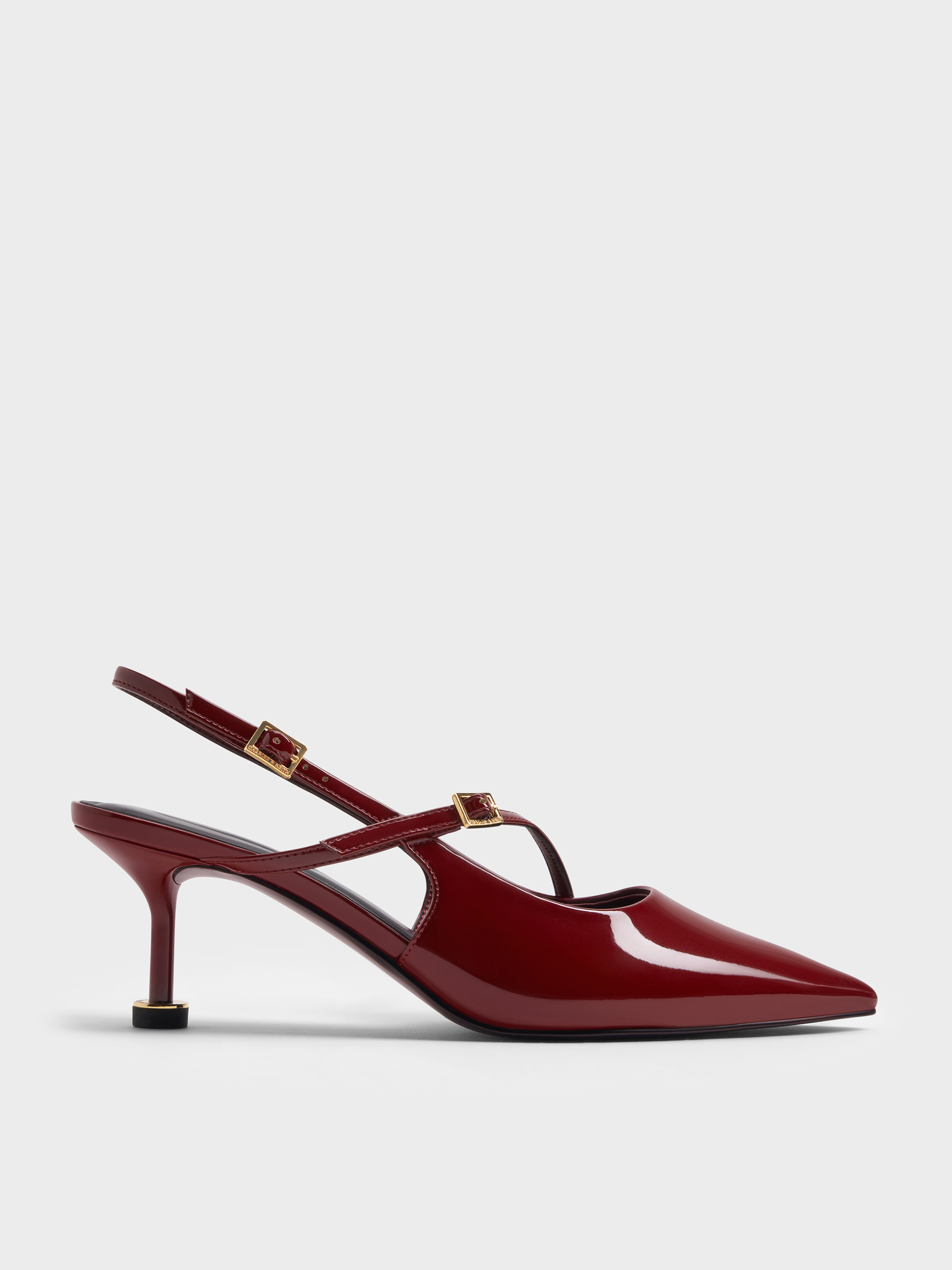 CHARLES & KEITH - Wynn Patent Asymmetric-Strap Slingback Pumps by Charles & Keith US