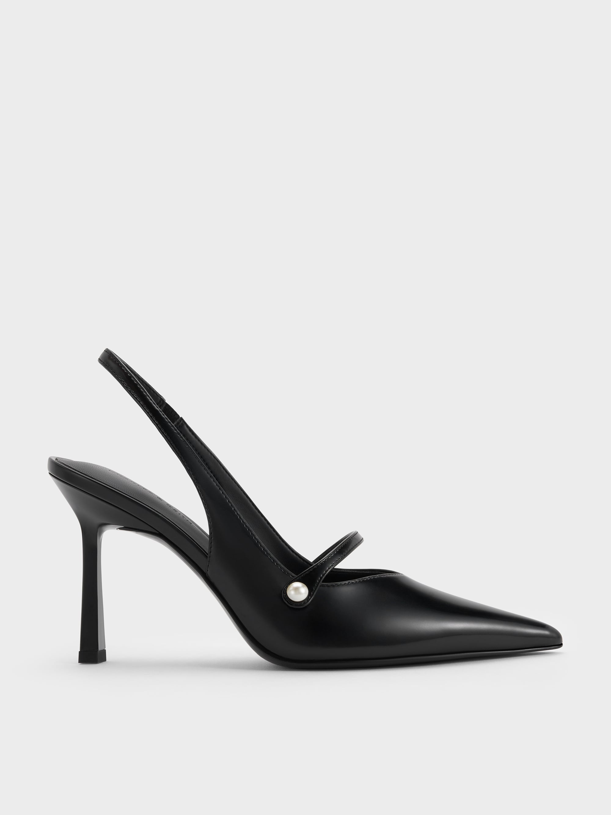 CHARLES & KEITH - Helena Pearl Pointed Slingback Pumps by Charles & Keith US