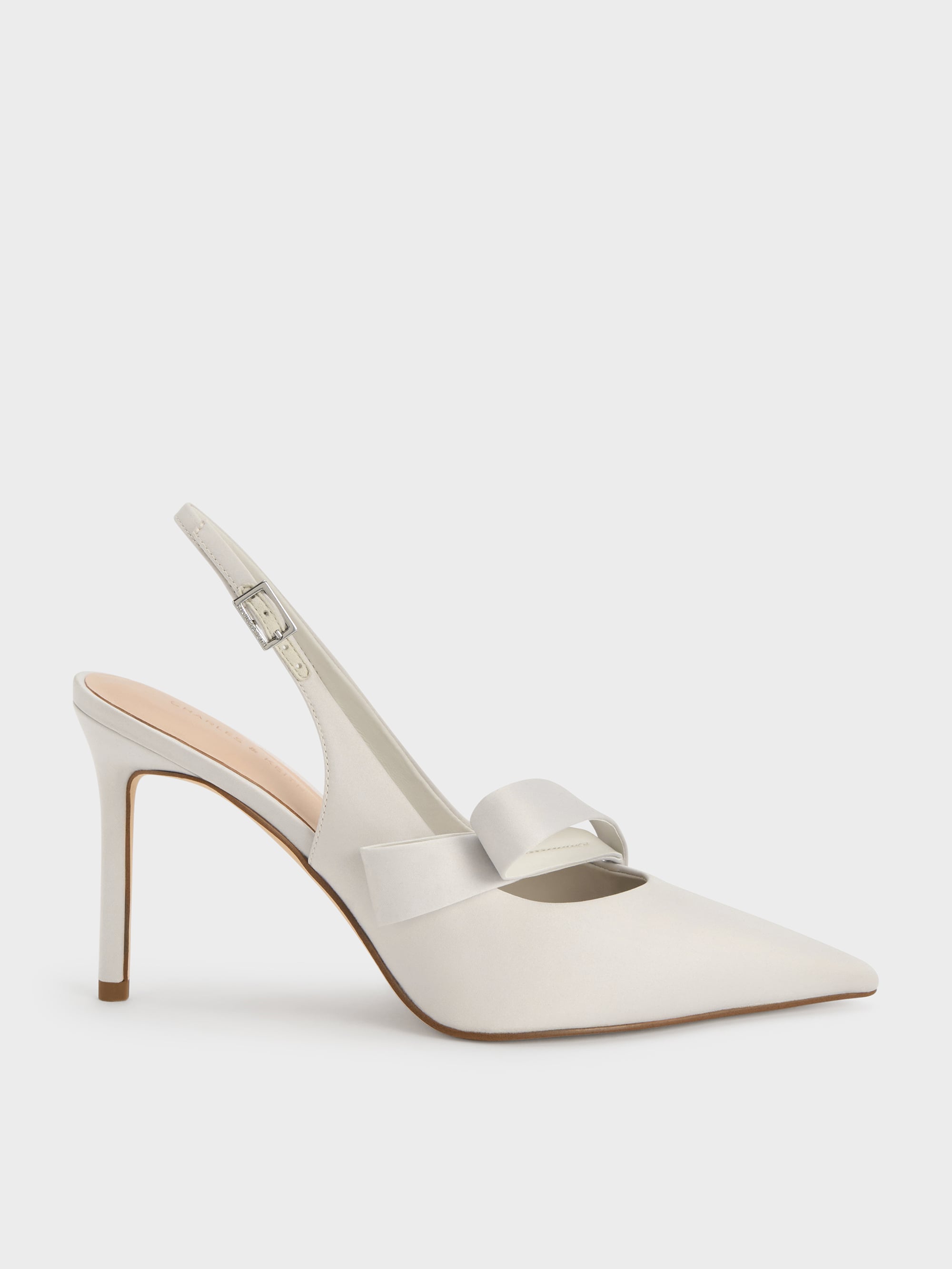 CHARLES & KEITH - Satin Pleated-Strap Slingback Pumps by Charles & Keith US