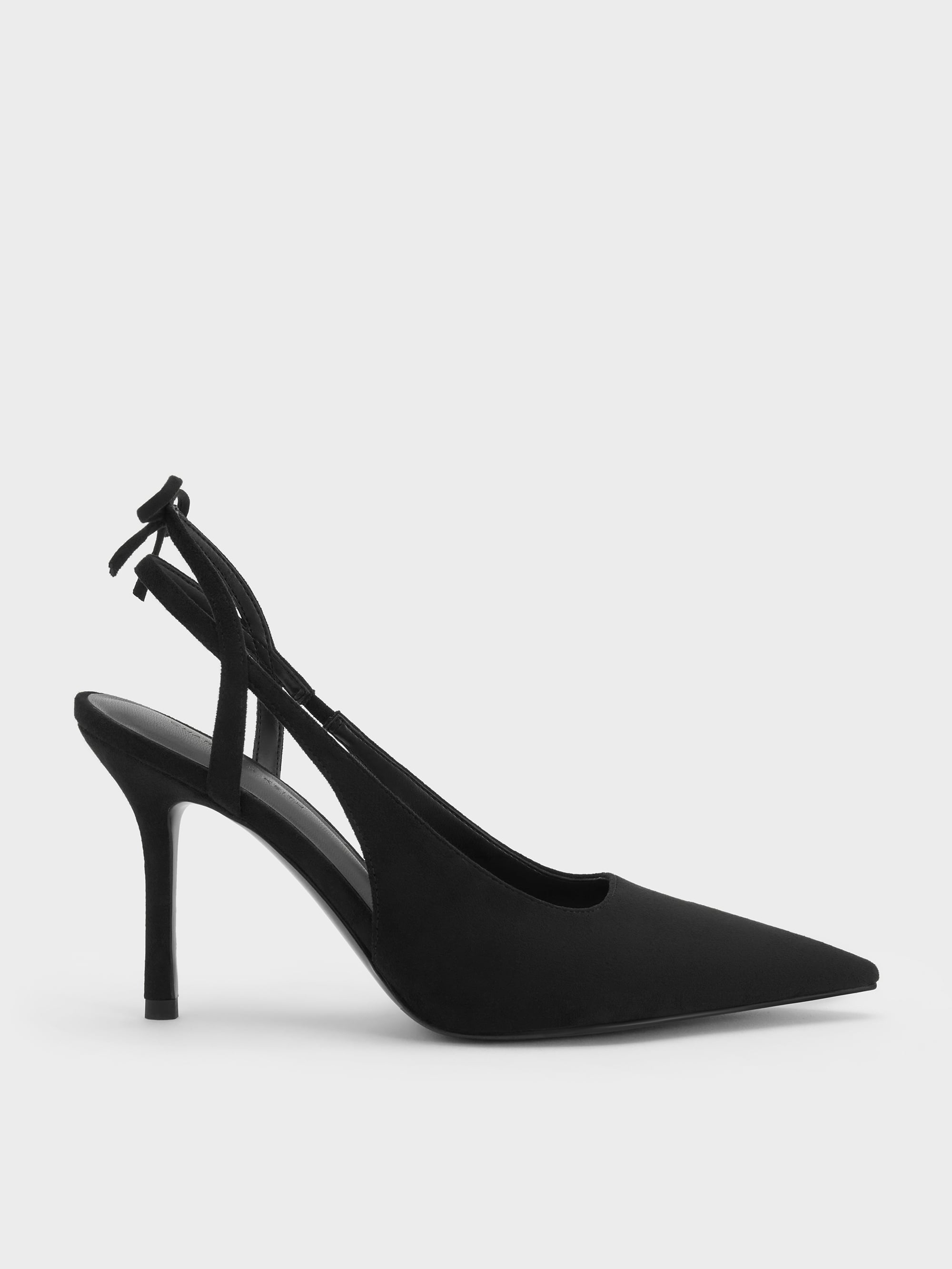 CHARLES & KEITH - Faux Suede Back-Bow Slingback Pumps by Charles & Keith US