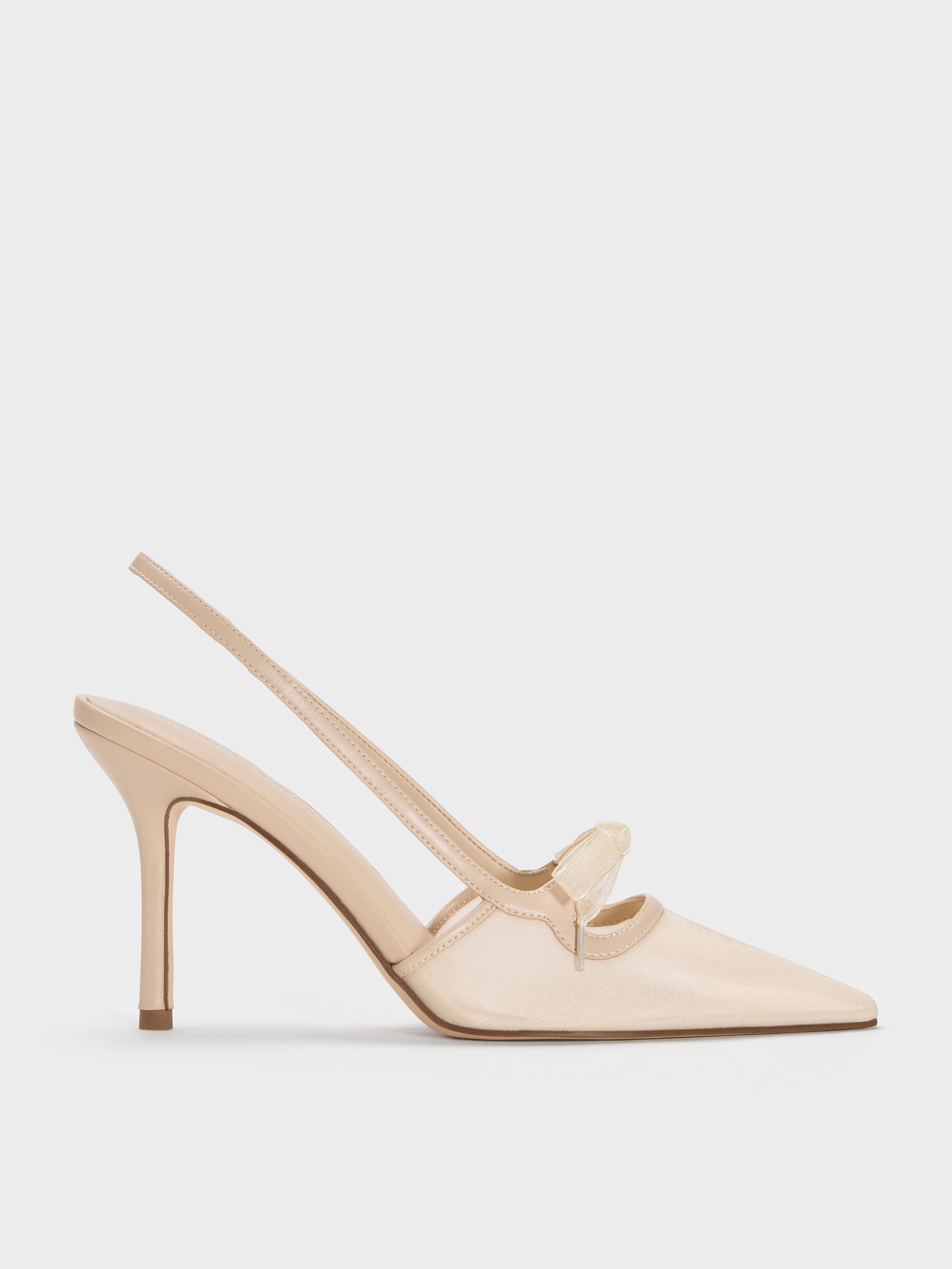 CHARLES & KEITH - Venetia Mesh Bow Pointed Slingback Pumps by Charles & Keith US