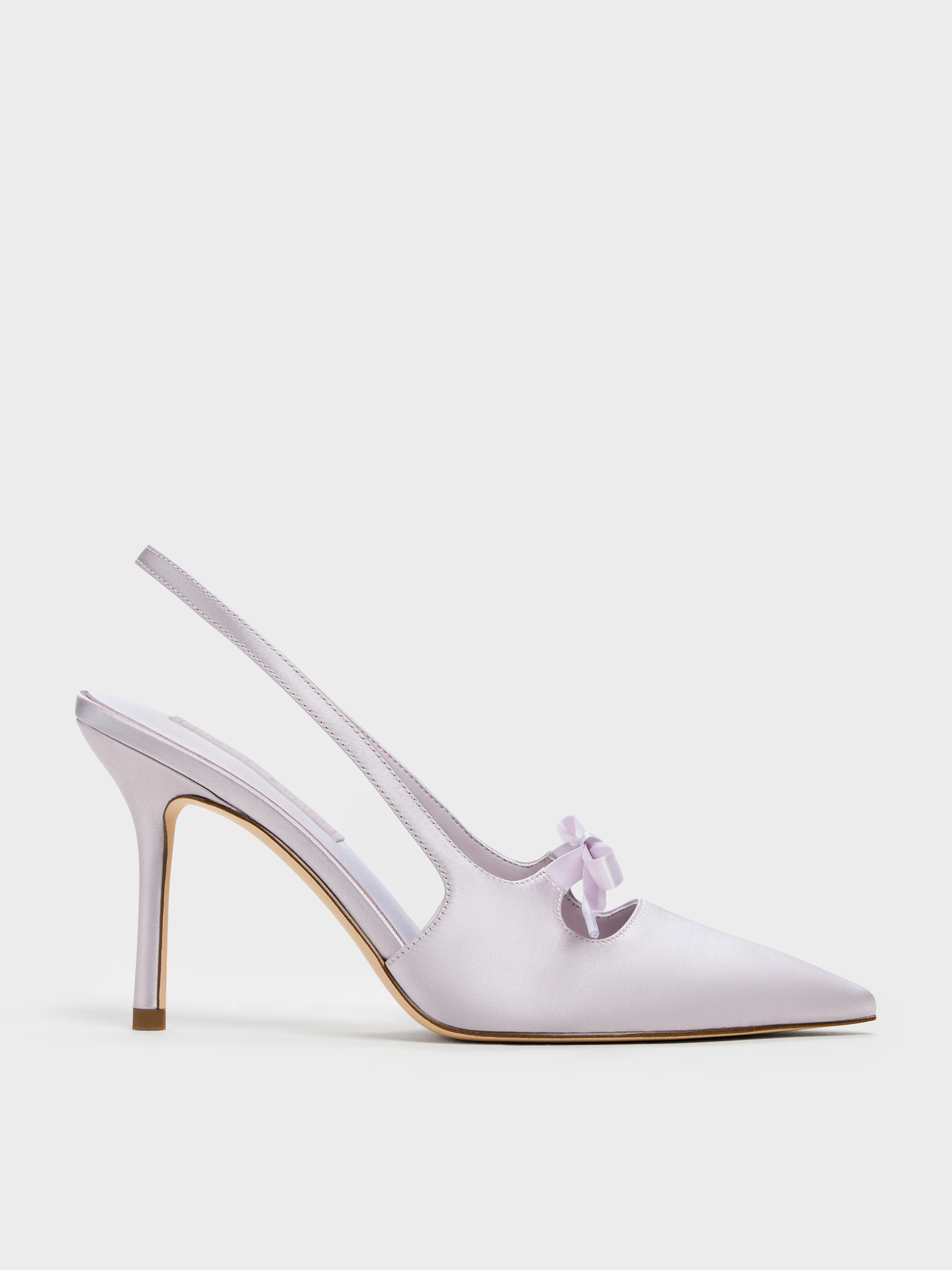 CHARLES & KEITH - Venetia Satin Bow Pointed Slingback Pumps by Charles & Keith US