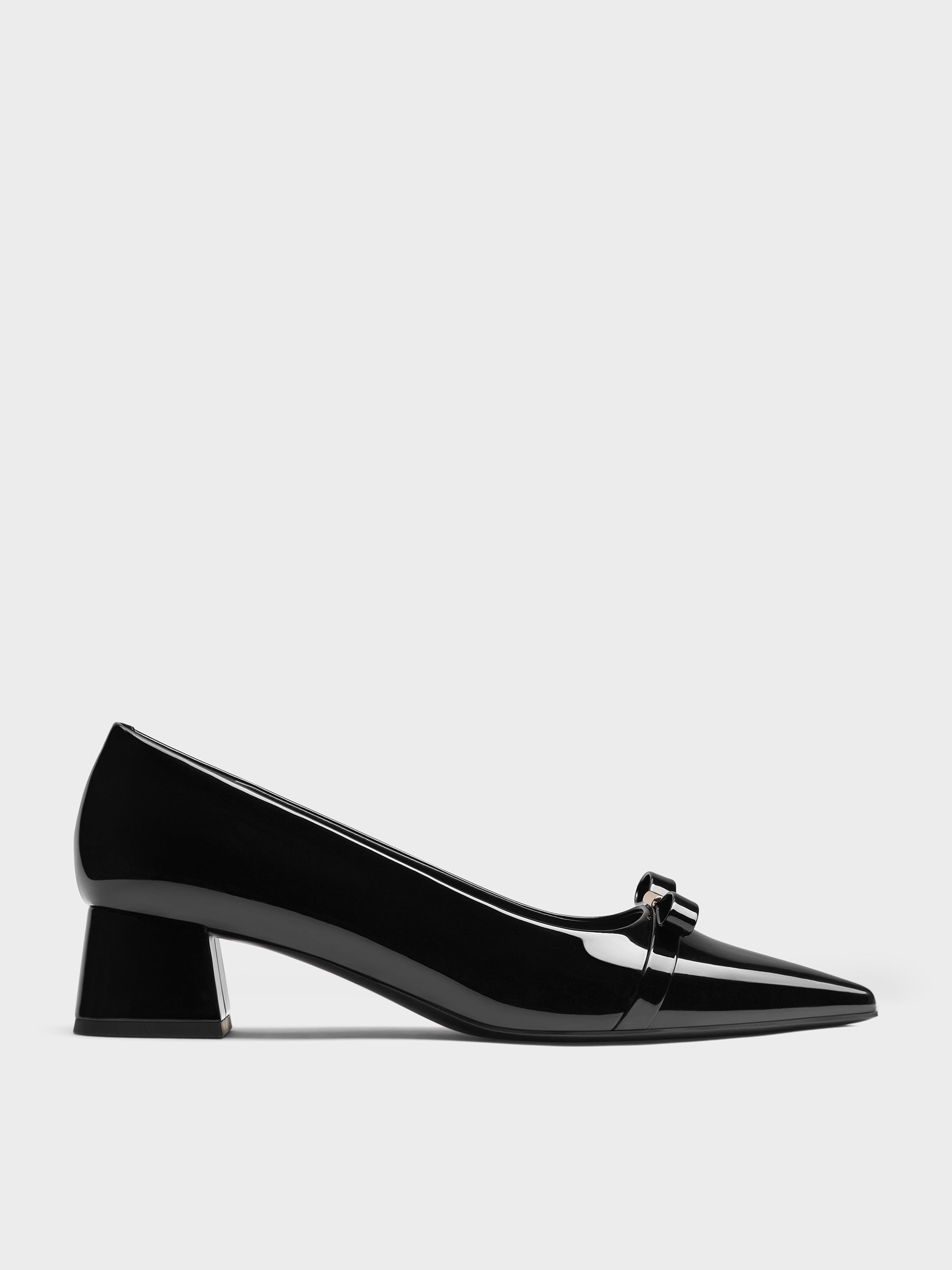 CHARLES & KEITH - Dorian Patent Bow Pointed Pumps by Charles & Keith US