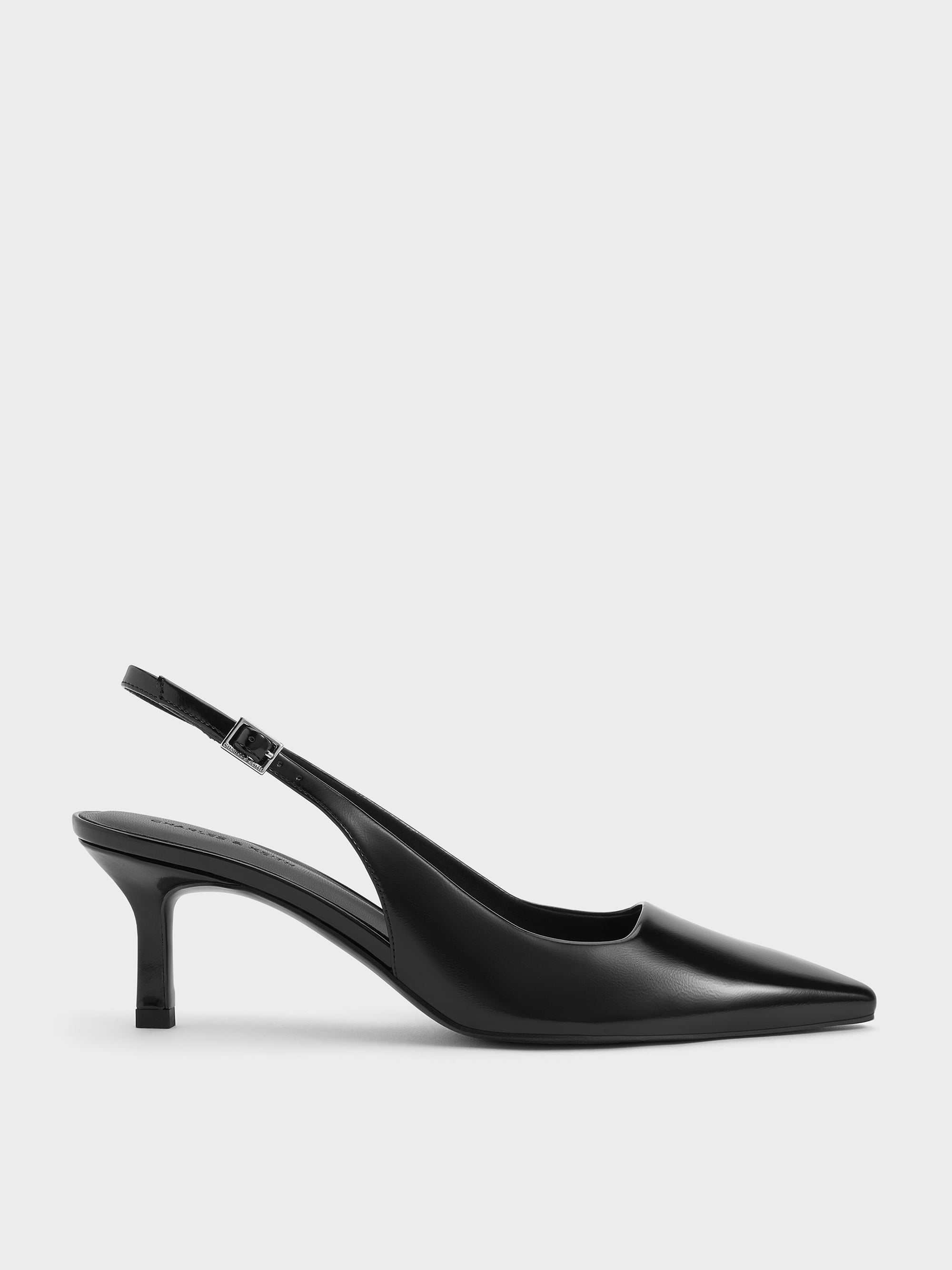 CHARLES & KEITH - Pointed-Toe Kitten-Heel Slingback Pumps by Charles & Keith US