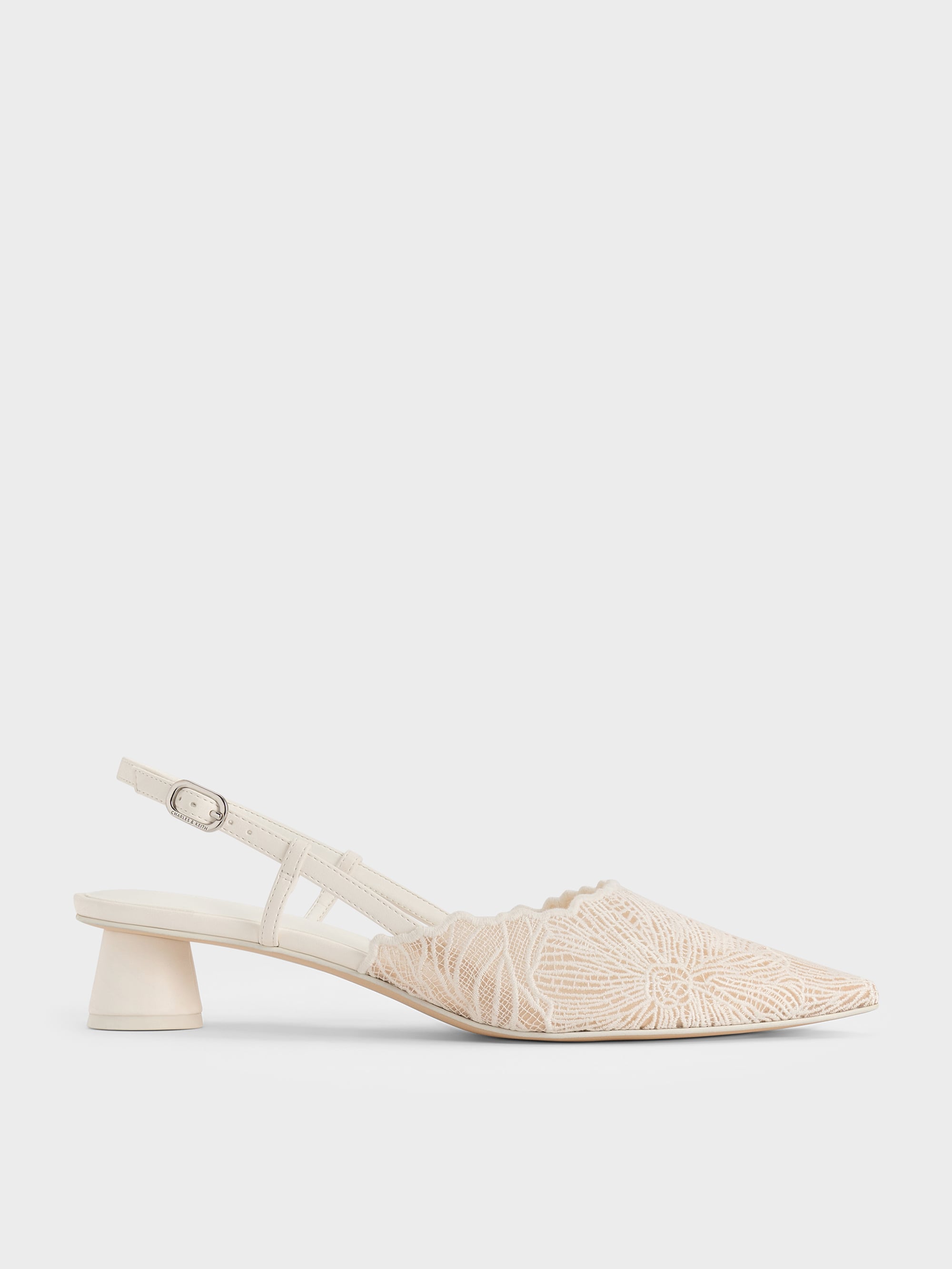 CHARLES & KEITH - Meja Floral-Crochet Slingback Pumps by Charles & Keith US