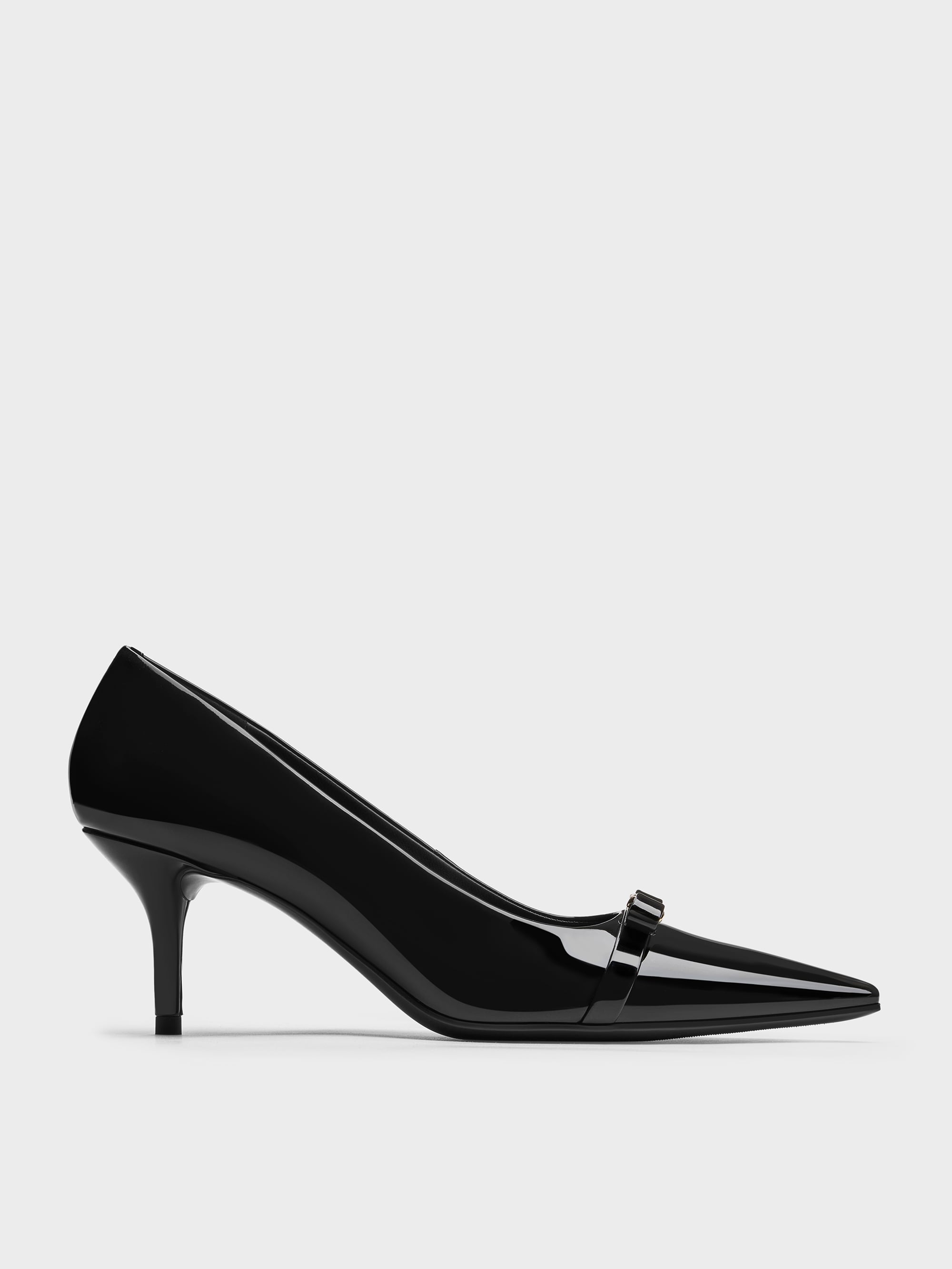 CHARLES & KEITH - Dorian Patent Bow Pointed Stiletto Pumps by Charles & Keith US