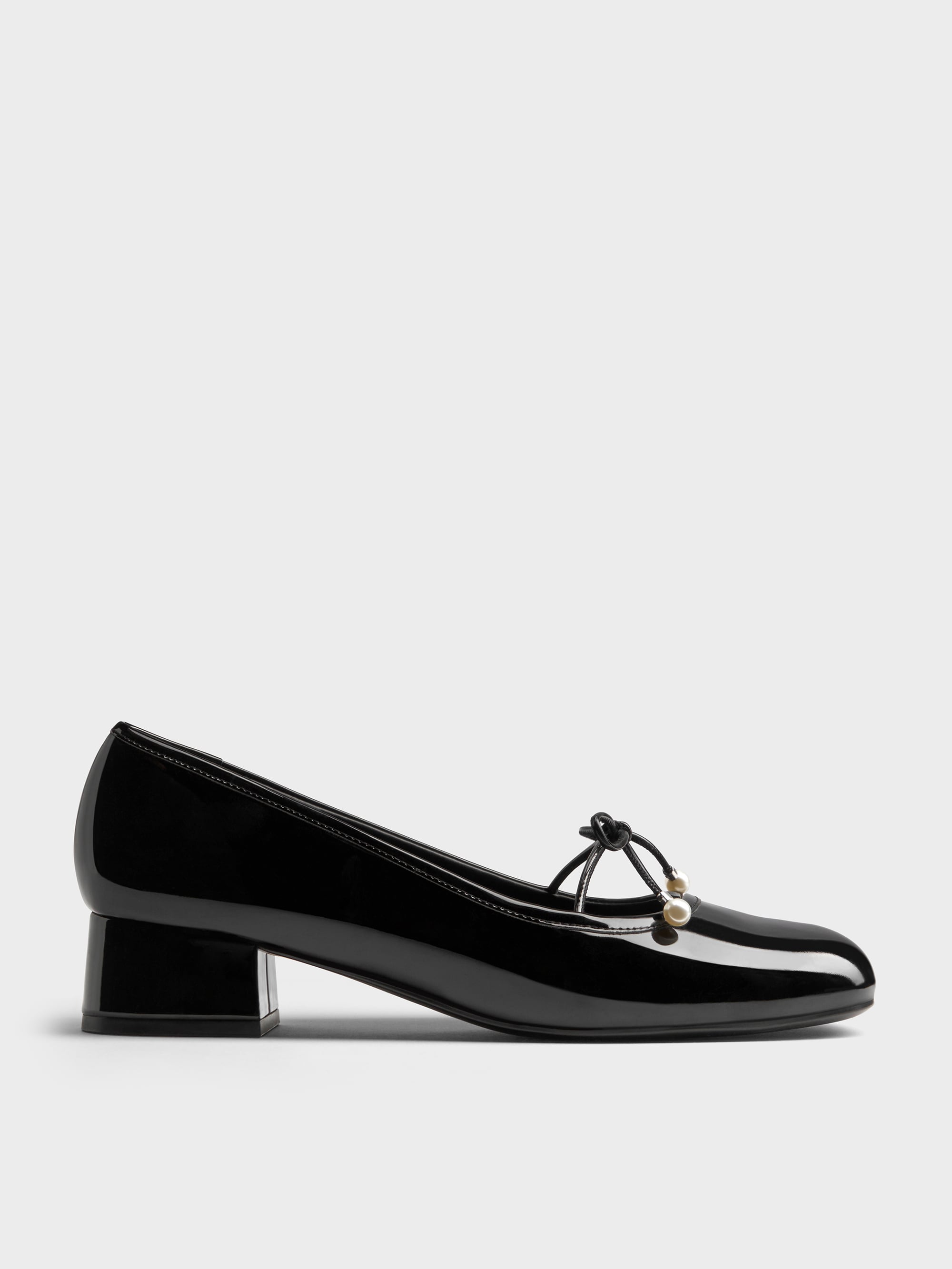 CHARLES & KEITH - Barbara Patent Pearl-Bow Ballet Pumps by Charles & Keith US