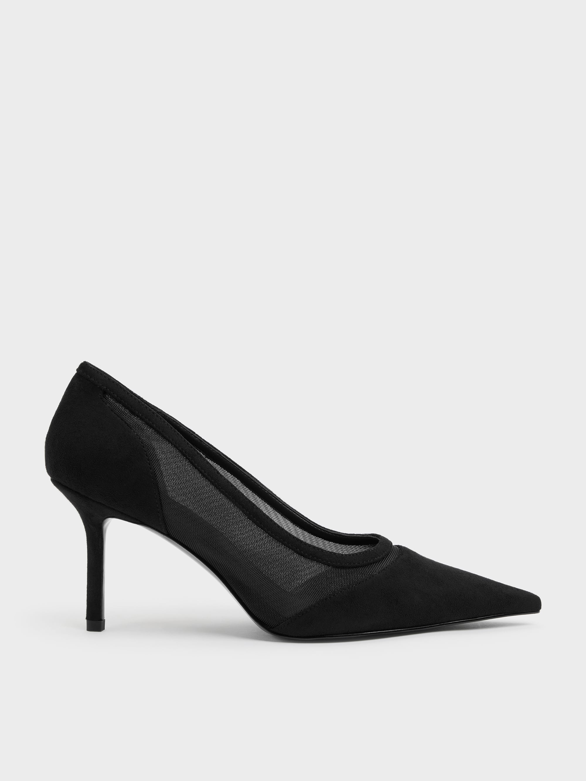 CHARLES & KEITH - Faux Suede & Mesh Pointed Pumps by Charles & Keith US