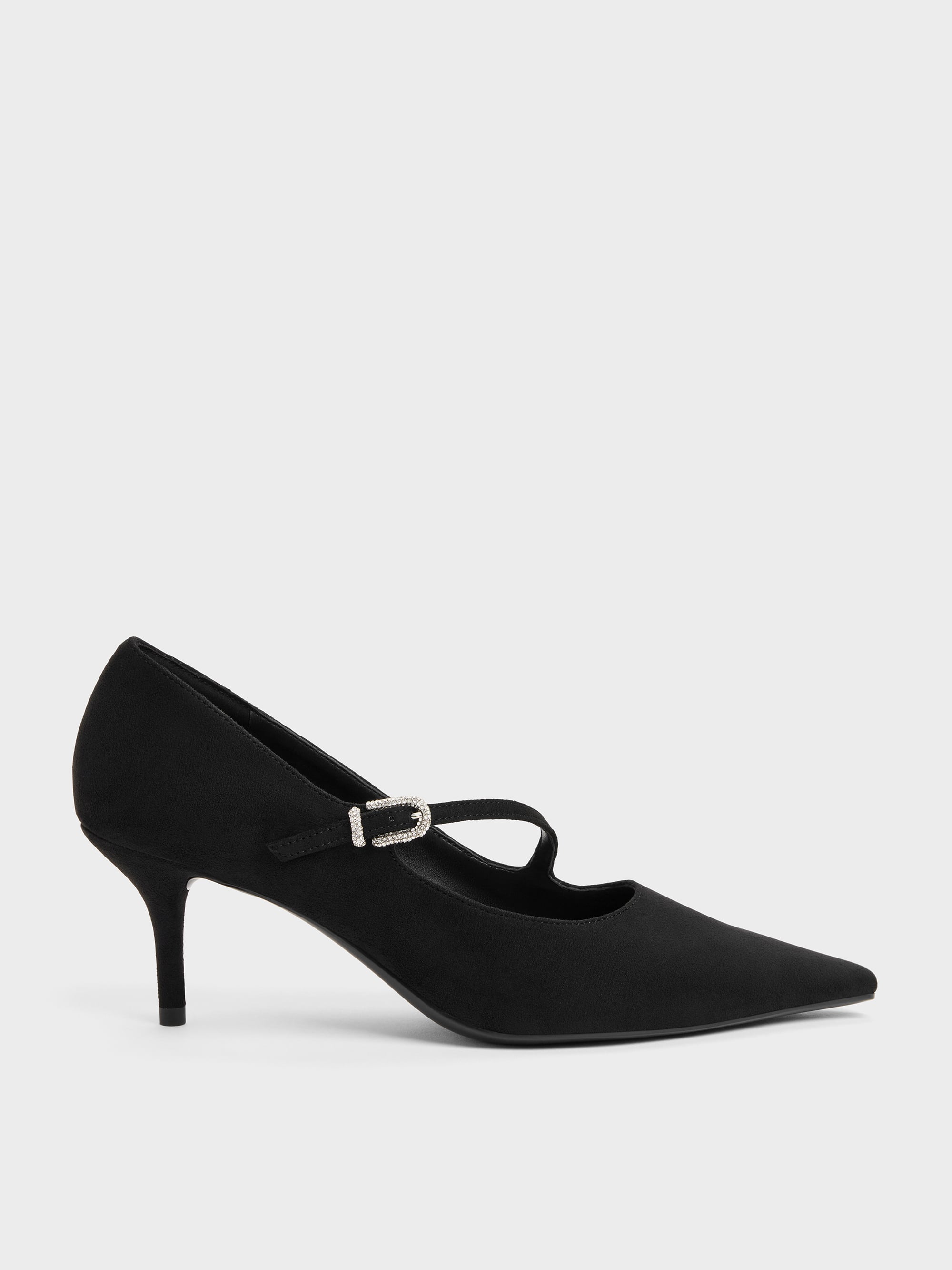 CHARLES & KEITH - Faux Suede Asymmetric-Strap Pumps by Charles & Keith US