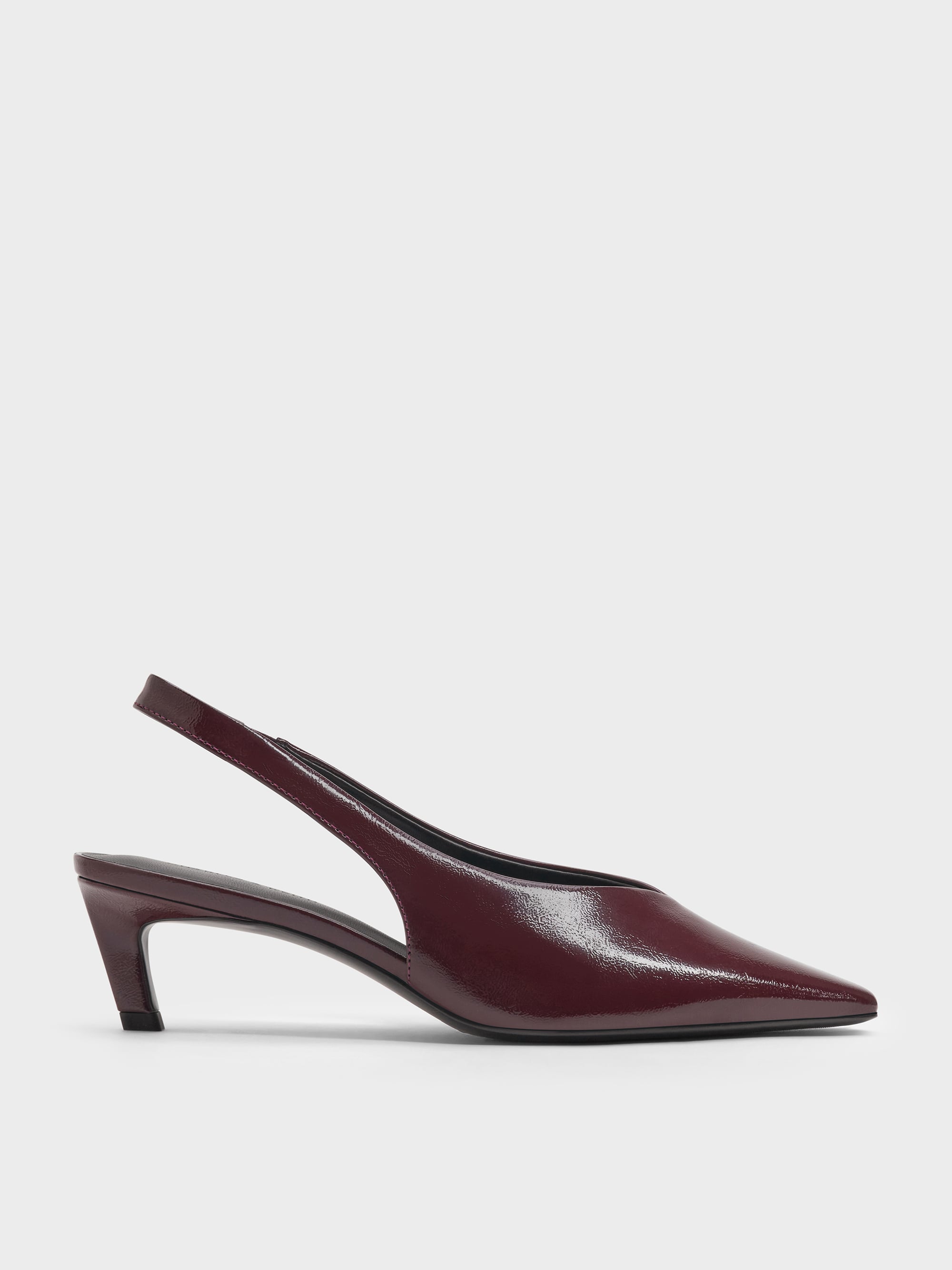 CHARLES & KEITH - Patent Tapered Slingback Kitten Heels by Charles & Keith US