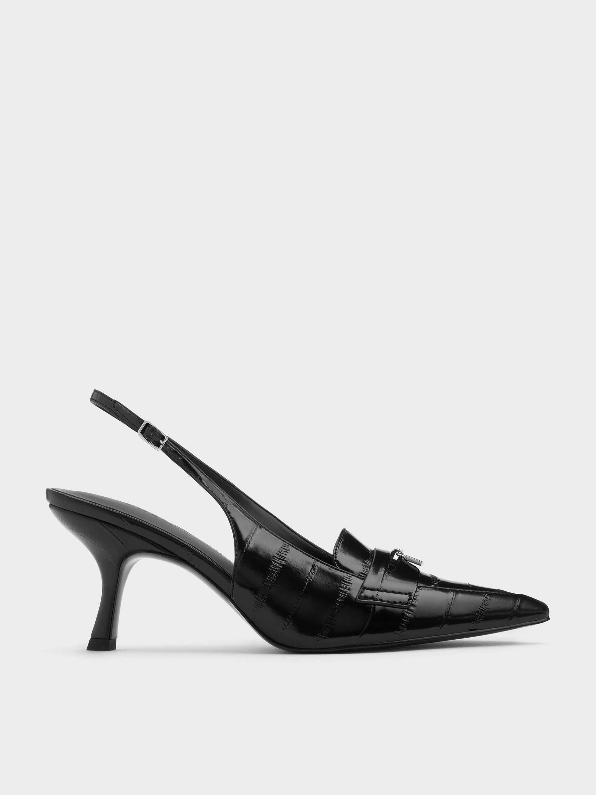 CHARLES & KEITH - Griselda Eel-Effect Slingback Pumps by Charles & Keith US
