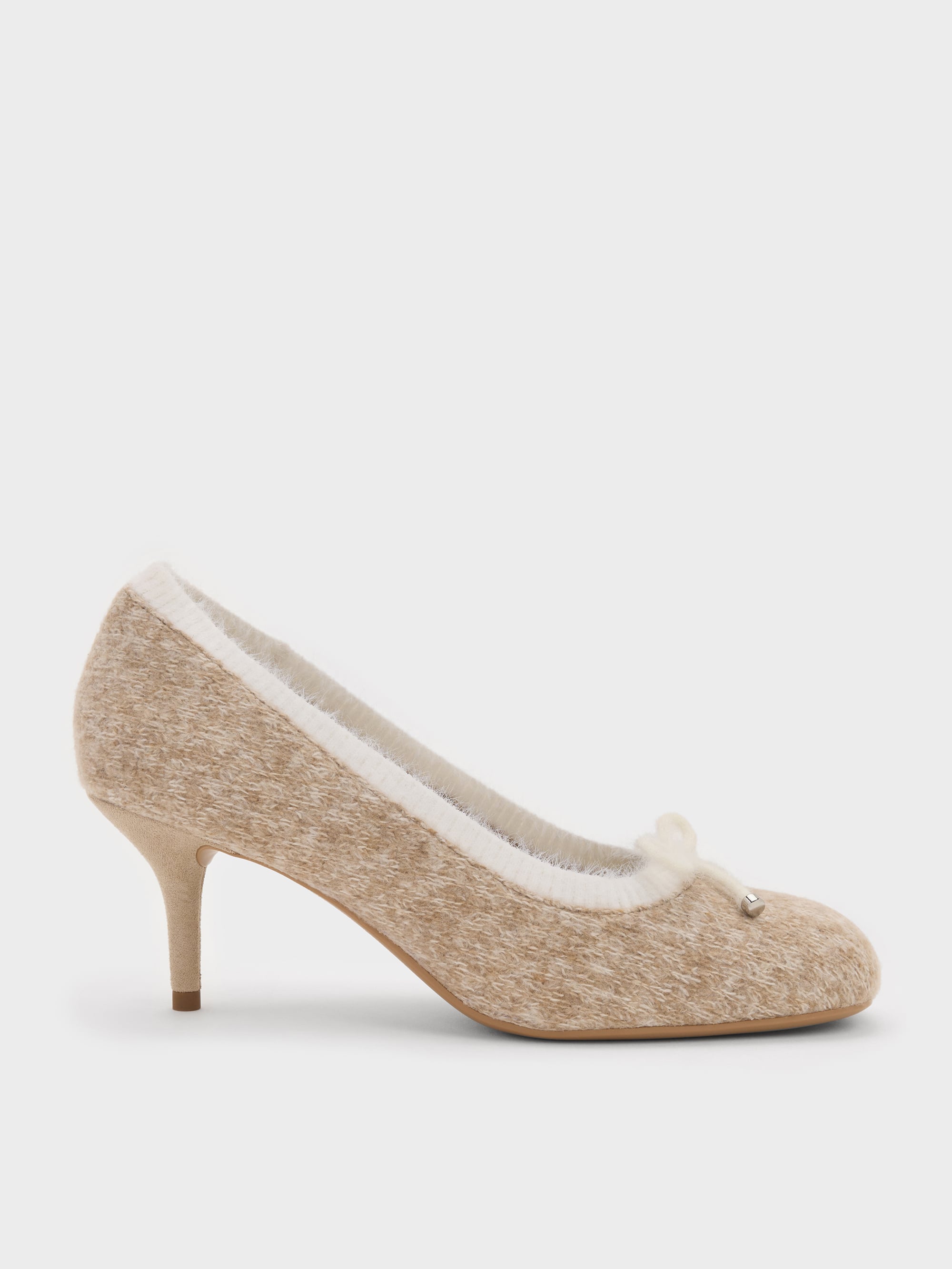 CHARLES & KEITH - Two-Tone Knitted Bow Pumps by Charles & Keith US