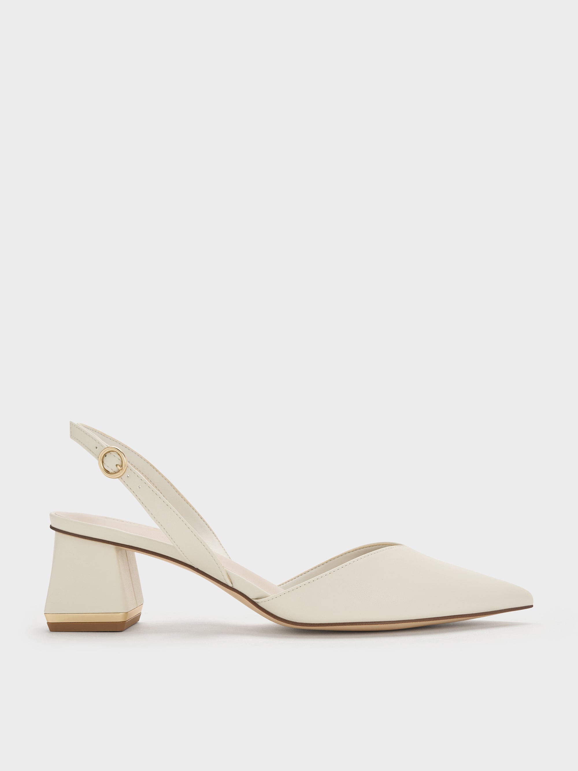 CHARLES & KEITH - Katarina Metallic-Heel Slingback Pumps by Charles & Keith US