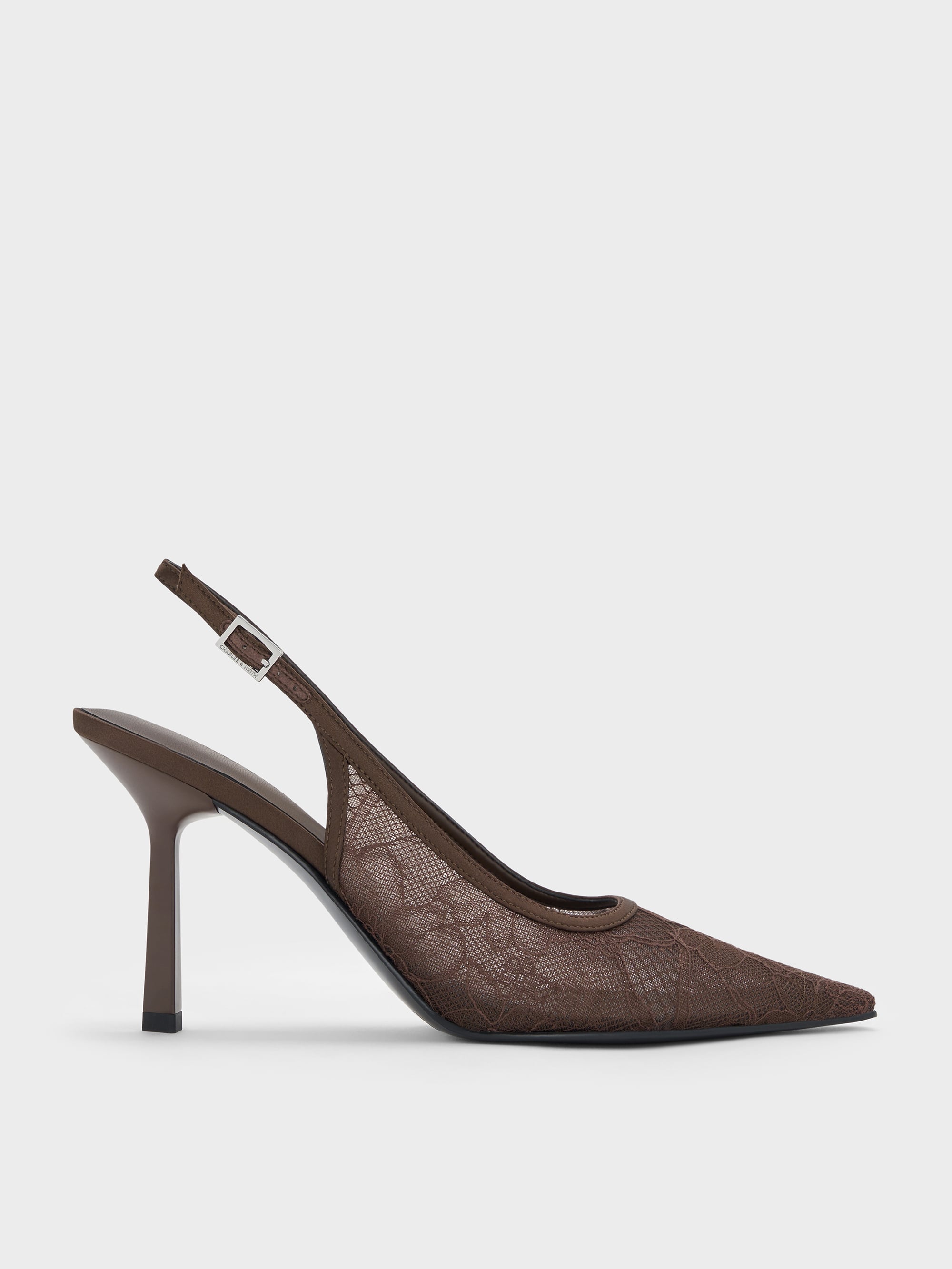 CHARLES & KEITH - Lace & Satin Slingback Pumps by Charles & Keith US
