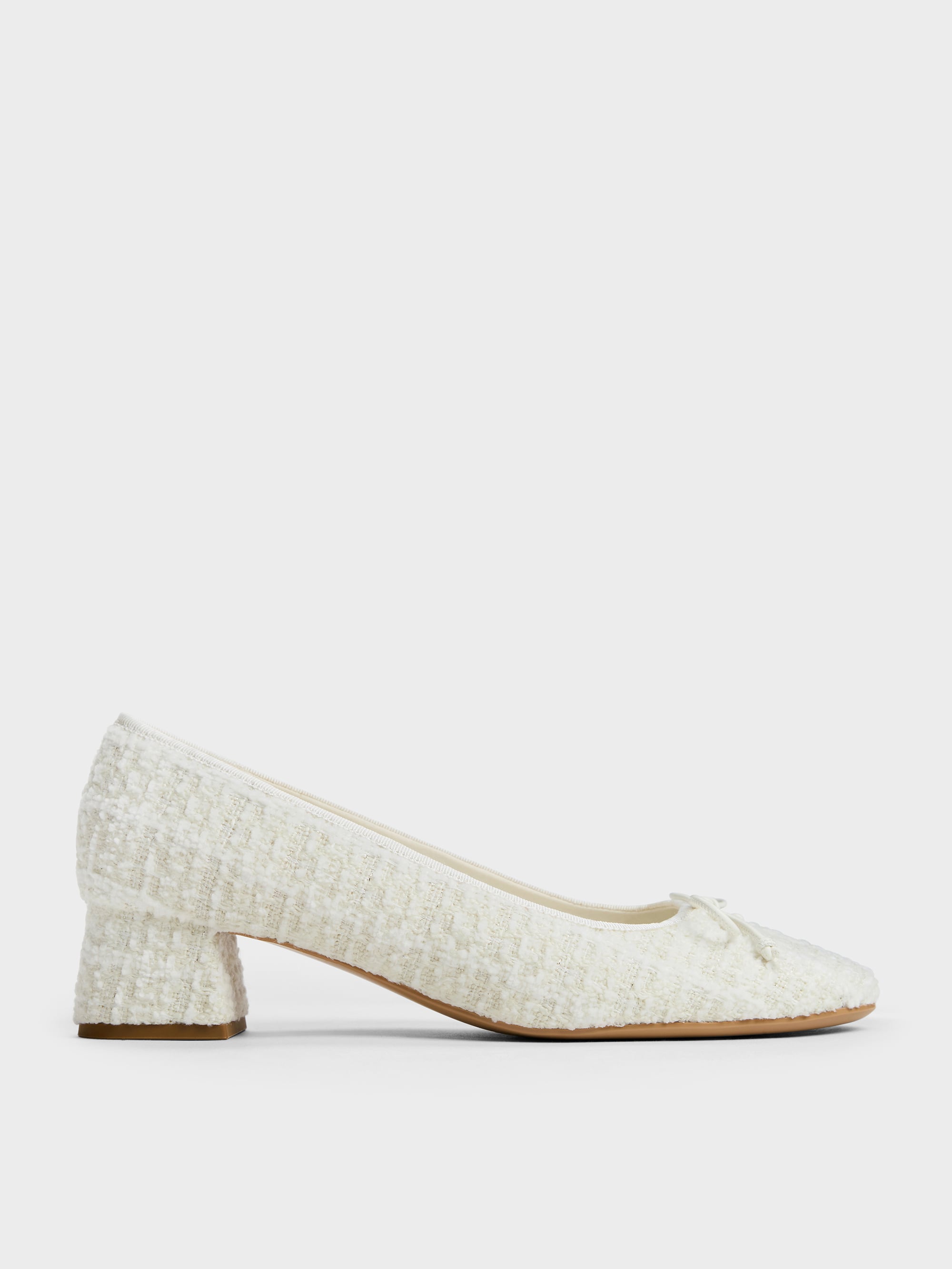 CHARLES & KEITH - Tweed Bow Ballet Pumps by Charles & Keith US