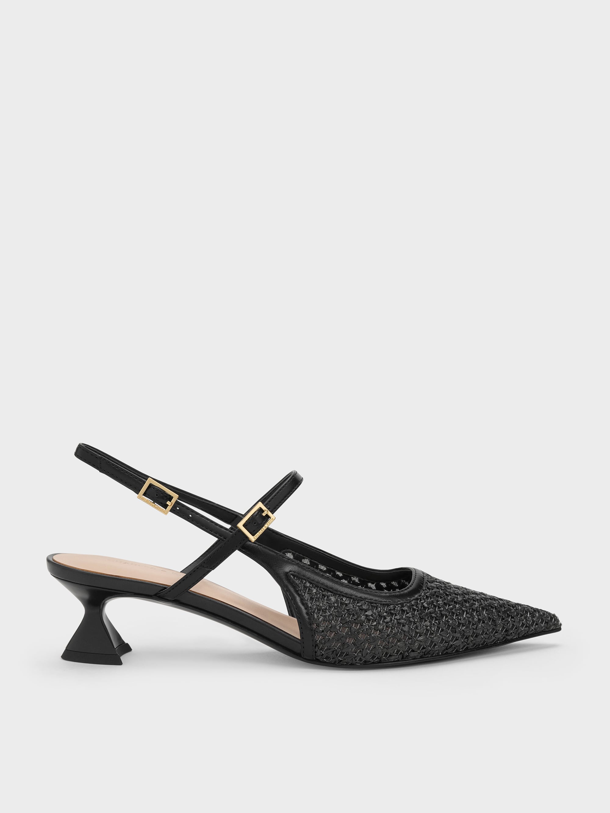 CHARLES & KEITH - Raffia Sculptural-Heel Slingback Pumps by Charles & Keith US