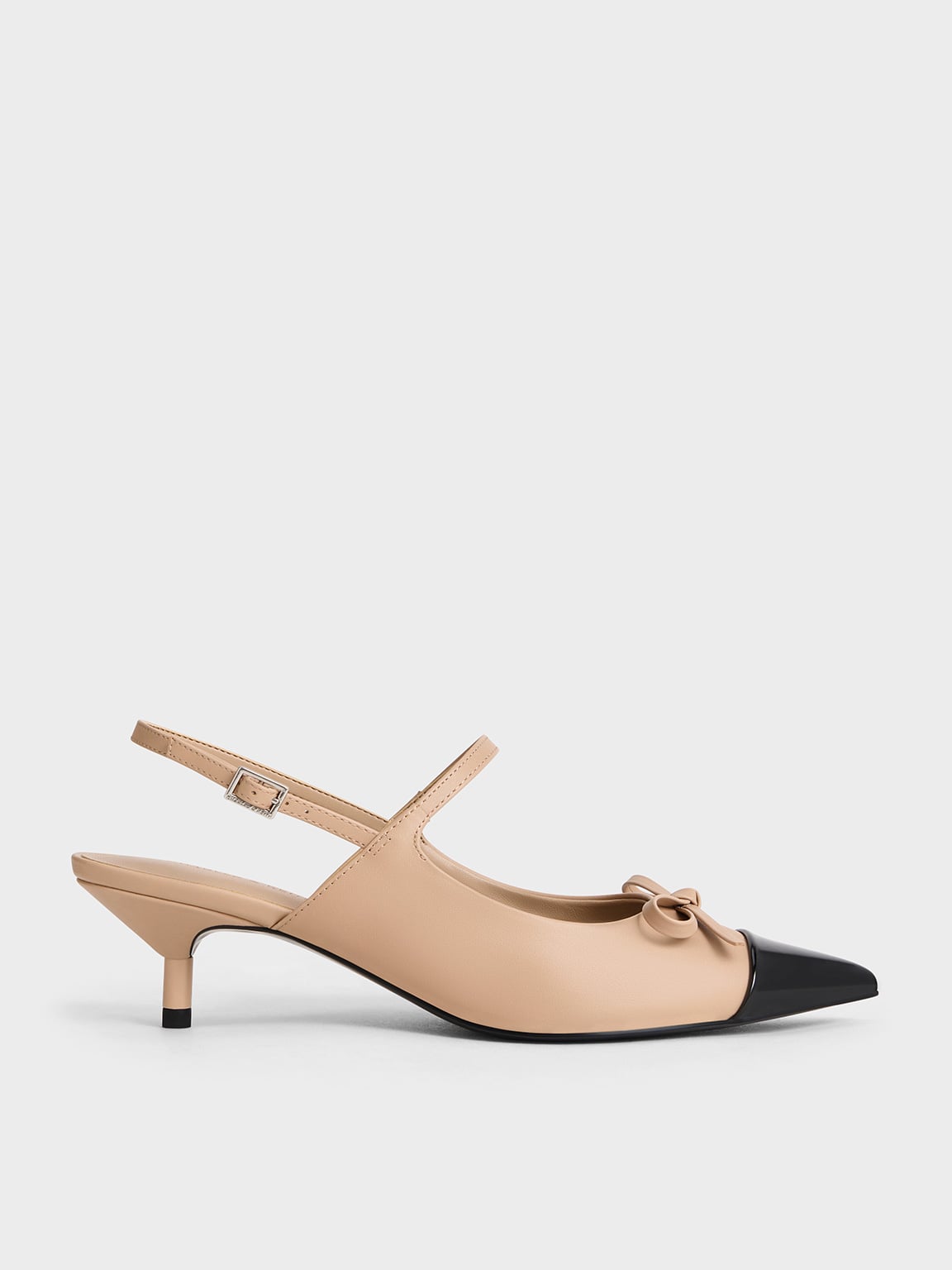 CHARLES & KEITH - Cap-Toe Slingback Kitten Heels by Charles & Keith US