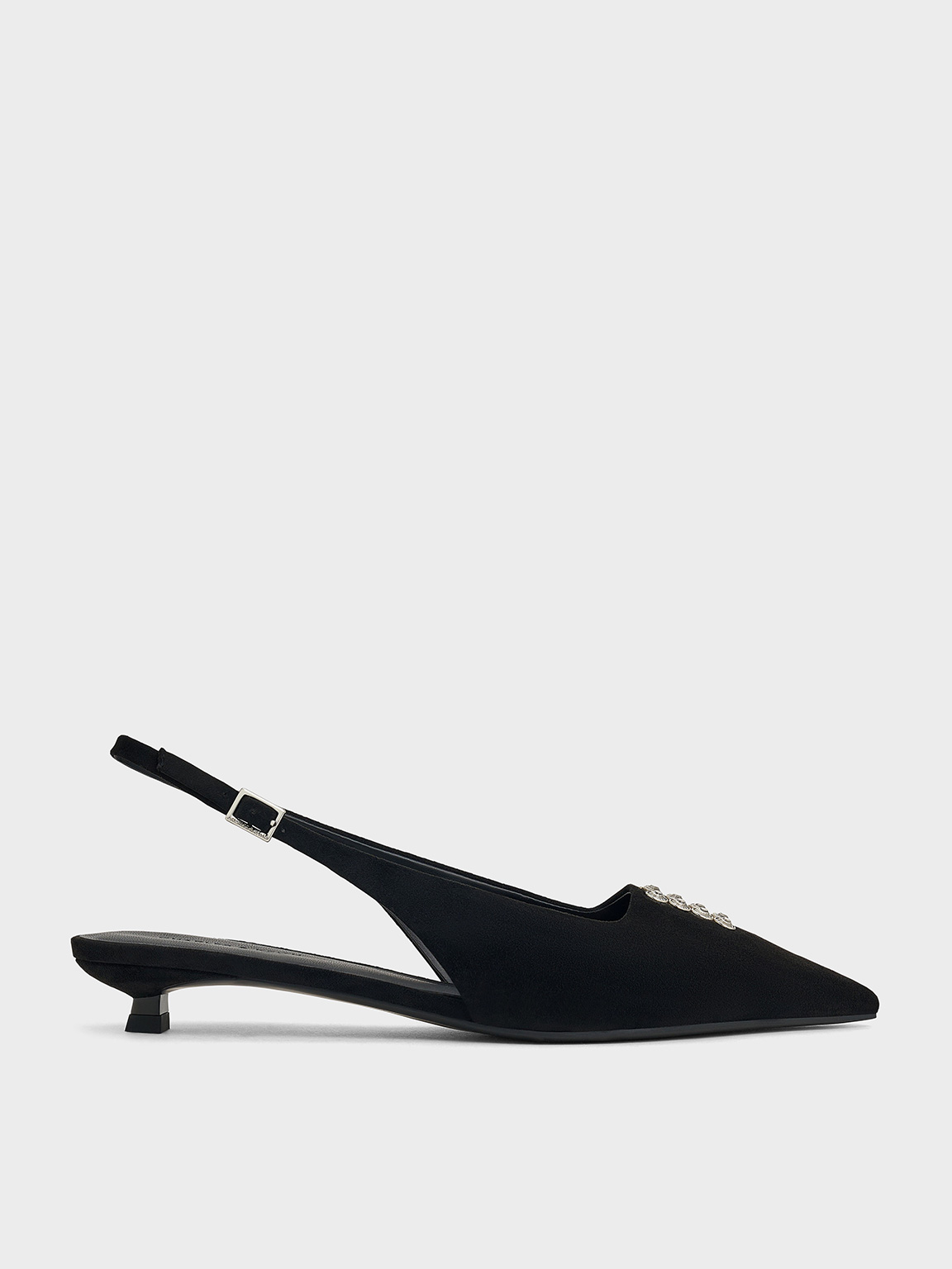 CHARLES & KEITH - Faux Suede Crystal Slingback Pumps by Charles & Keith US