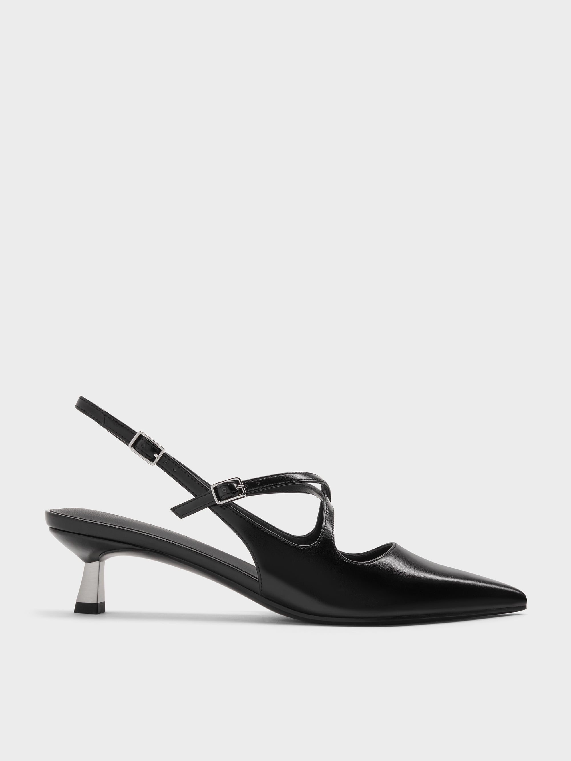 CHARLES & KEITH - Pauline Patent Crossover Kitten Heels by Charles & Keith US