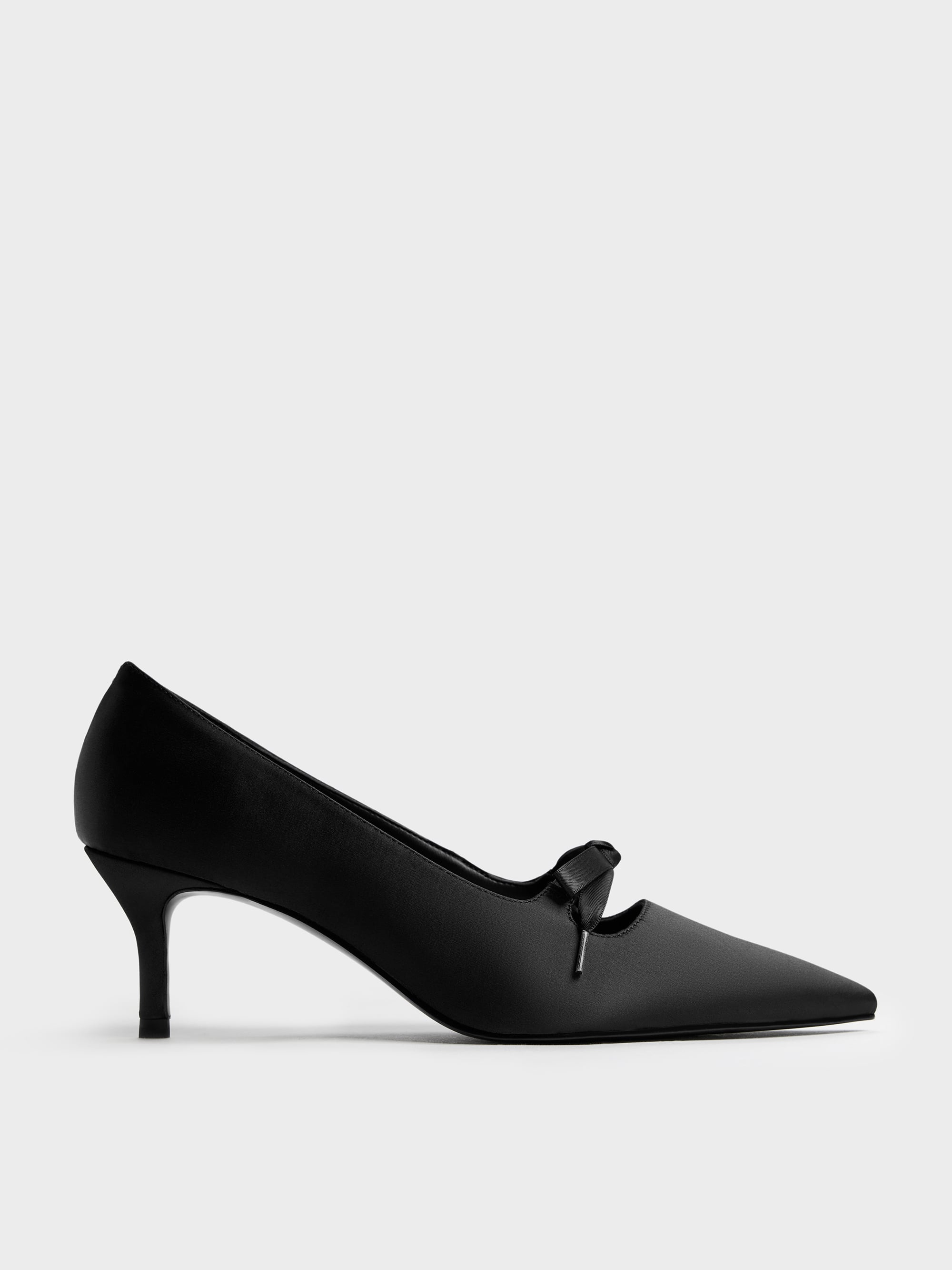CHARLES & KEITH - Venetia Satin Bow Pointed Pumps by Charles & Keith US