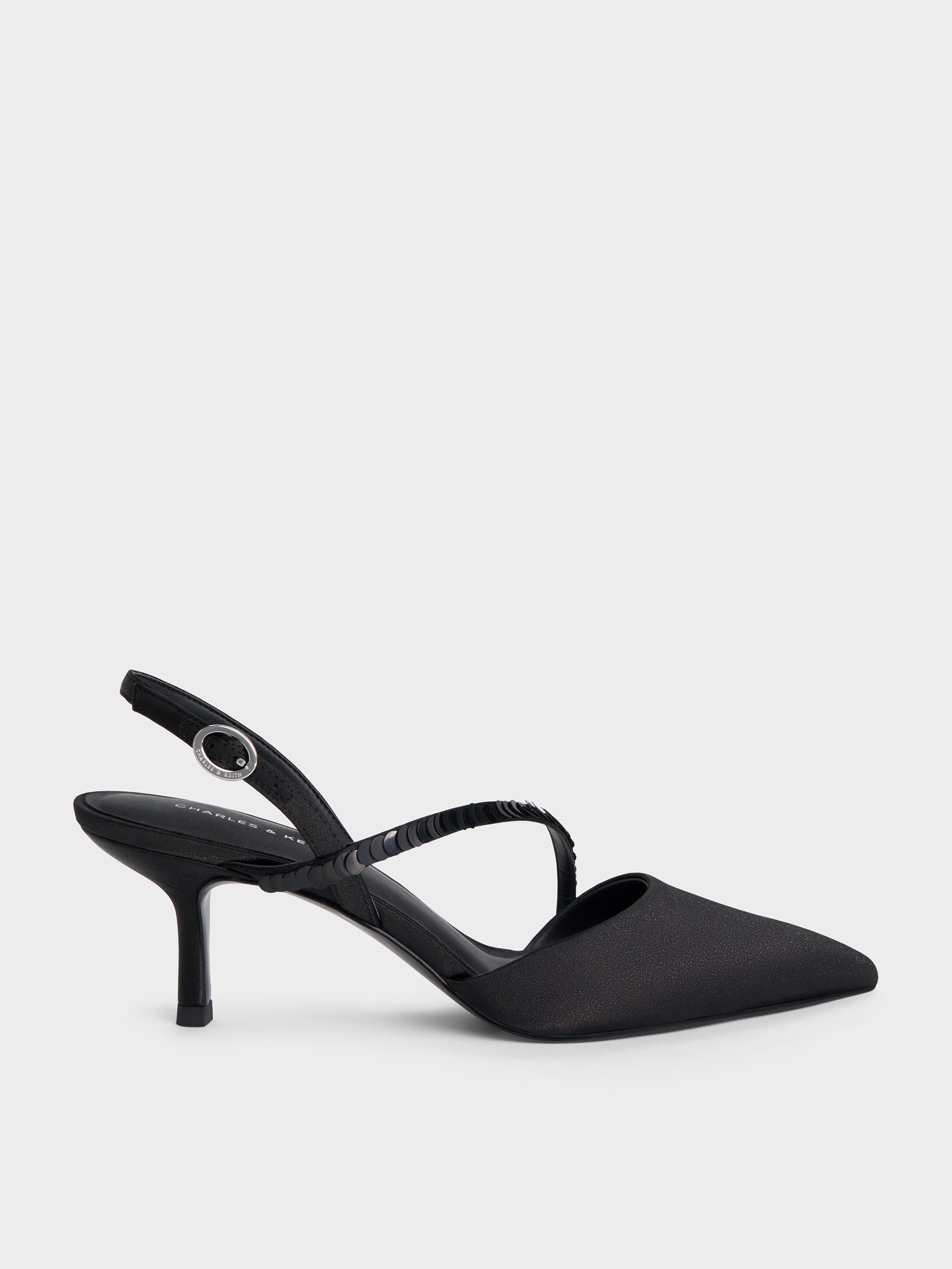 CHARLES & KEITH - Briella Sequinned Slingback Pumps by Charles & Keith US